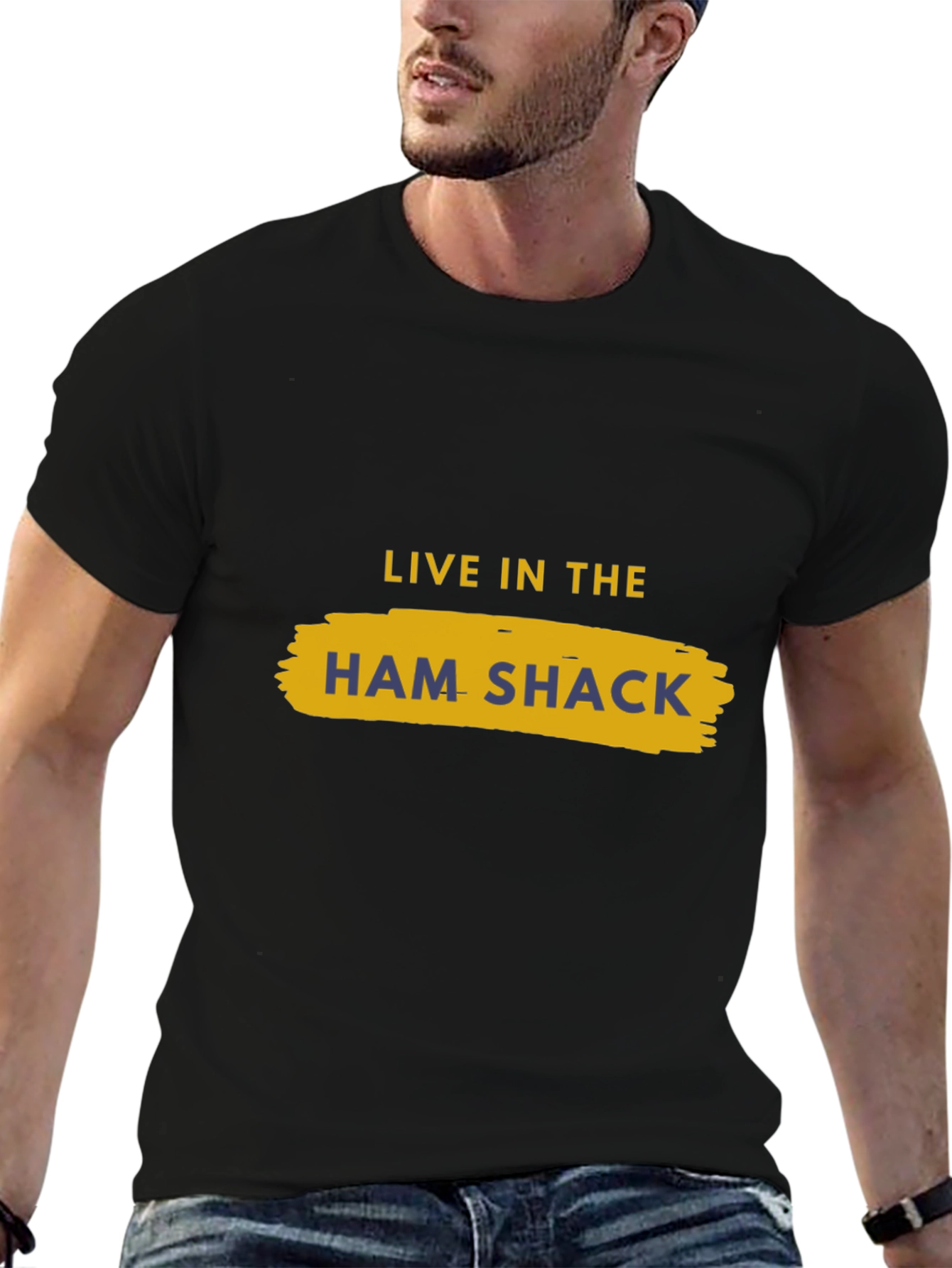 Live in the Ham Shack Black T-Shirt