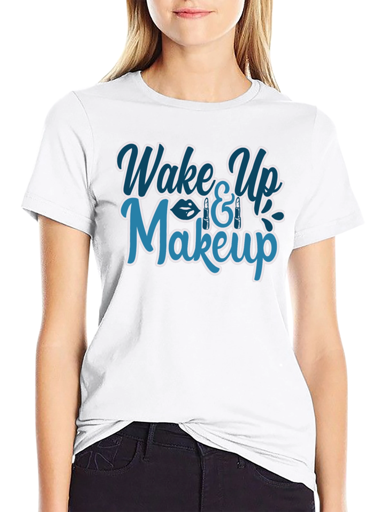 Wake Up & Makeup Graphic T-Shirt - Trendy Style