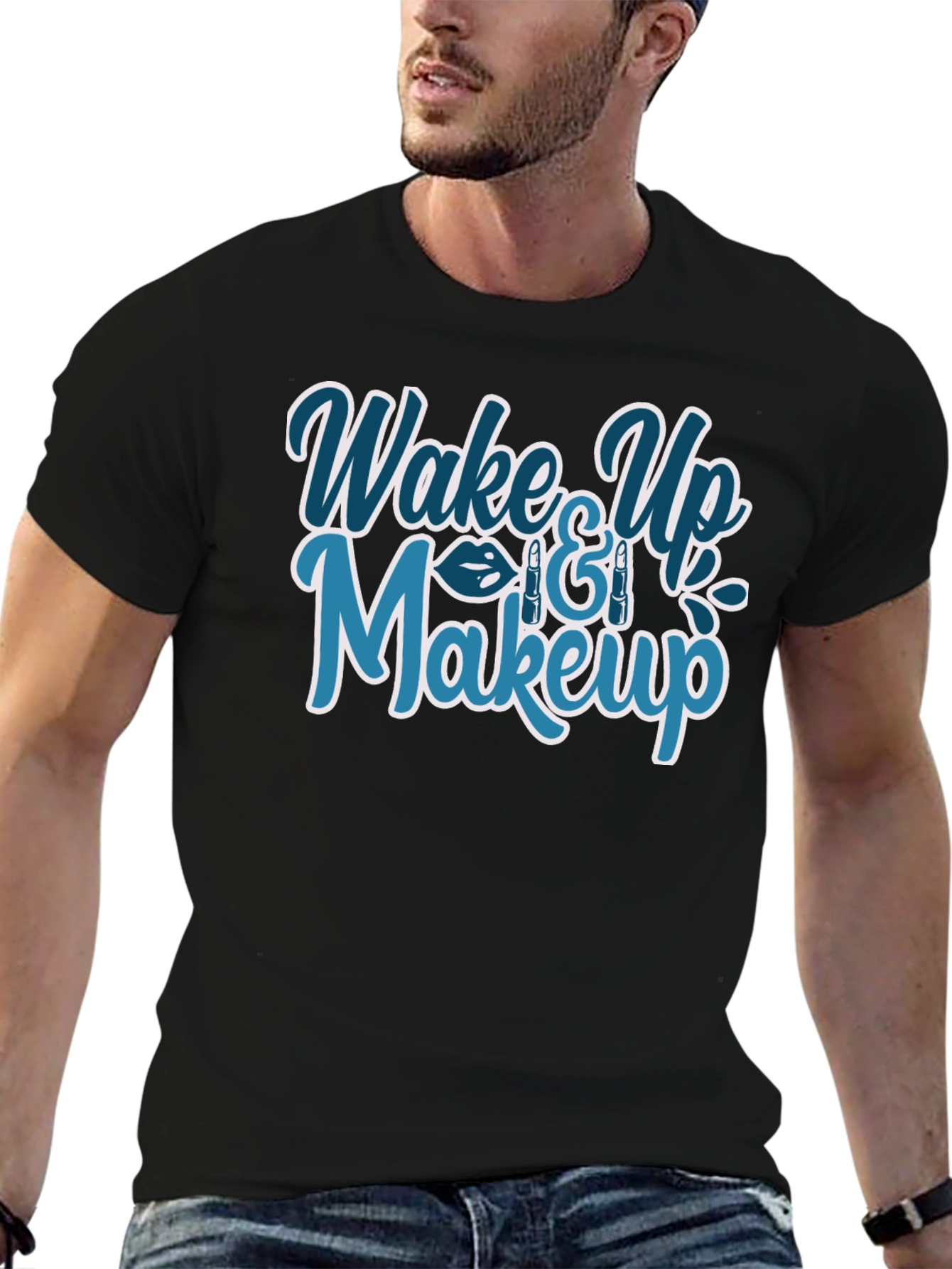 Wake Up & Makeup Graphic T-Shirt - Trendy Style
