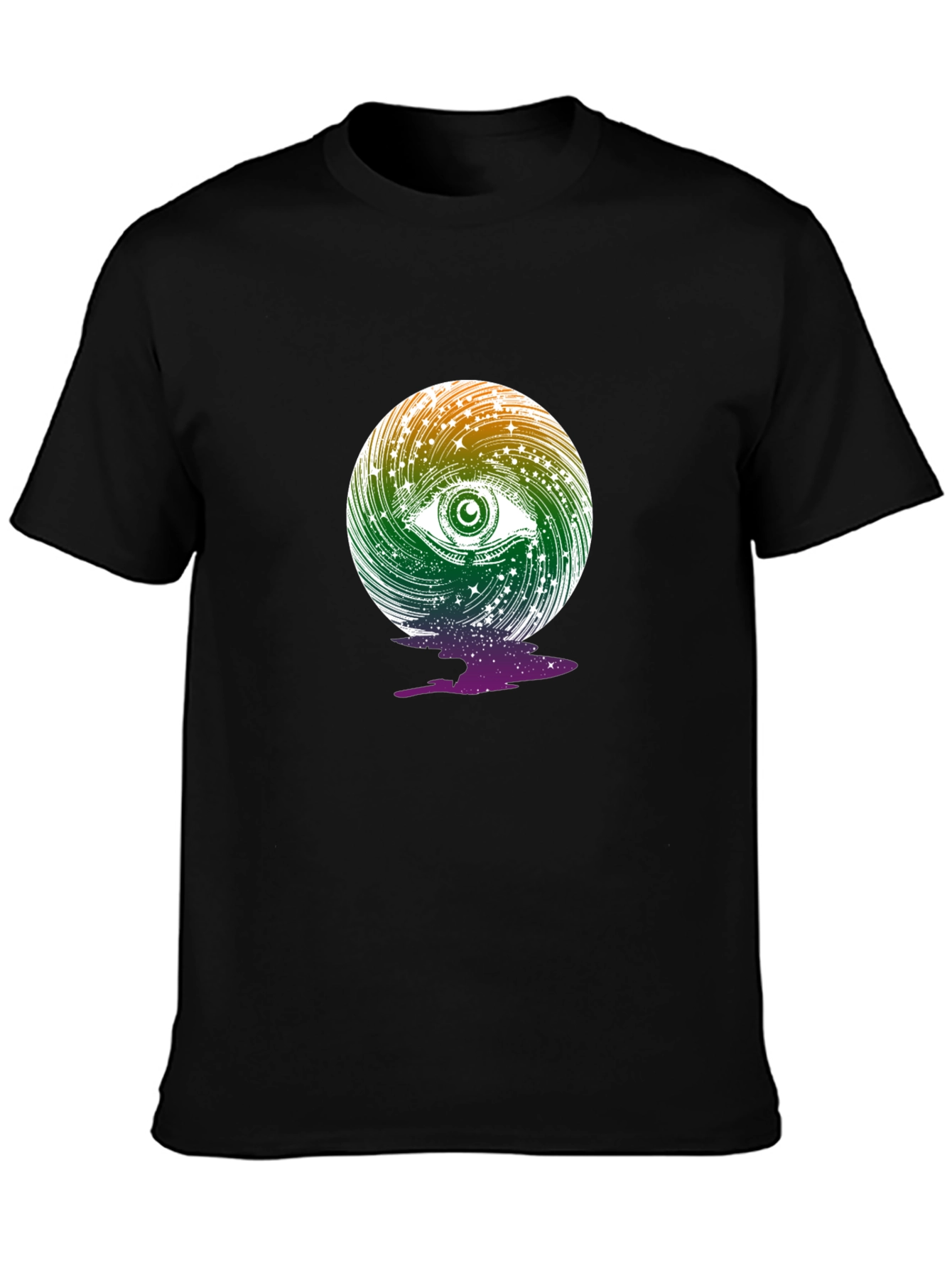 Cosmic Eye Graphic Tee - Black Cotton Blend T-Shirt