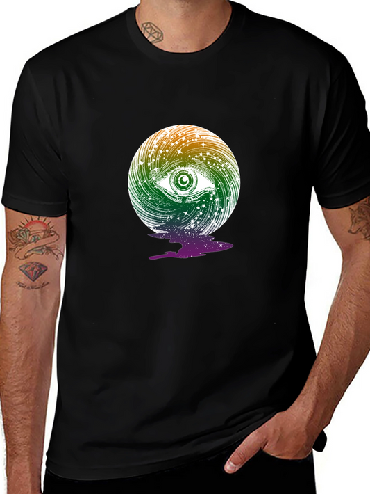 Cosmic Eye Graphic Tee - Black Cotton Blend T-Shirt