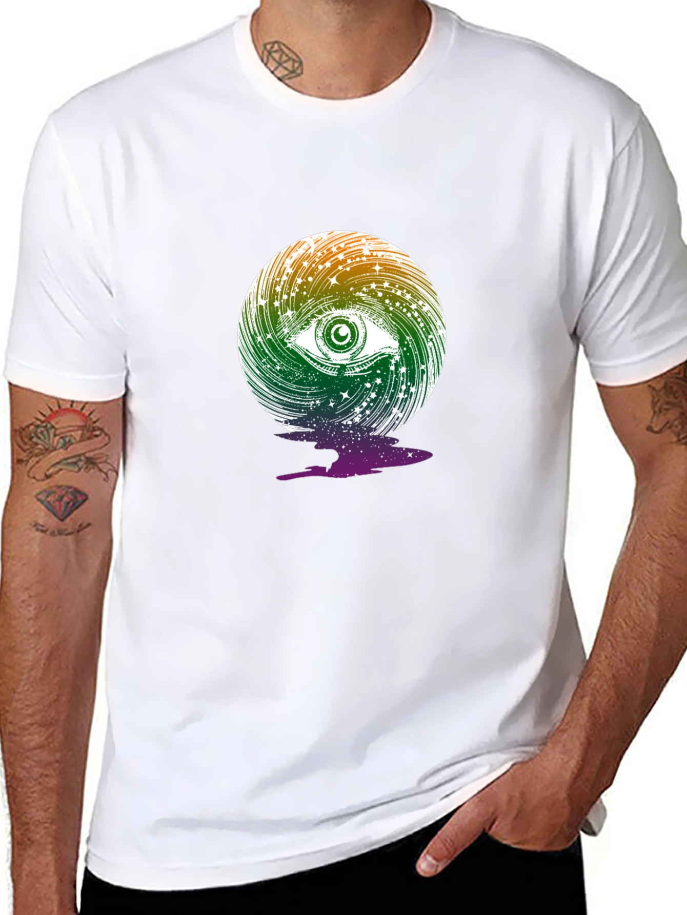 Cosmic Eye Graphic Tee - Black Cotton Blend T-Shirt