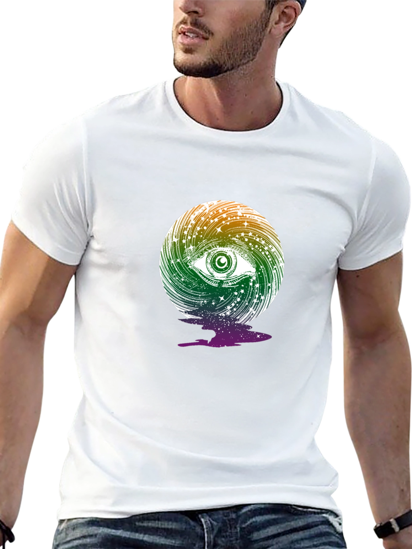 Cosmic Eye Graphic Tee - Black Cotton Blend T-Shirt