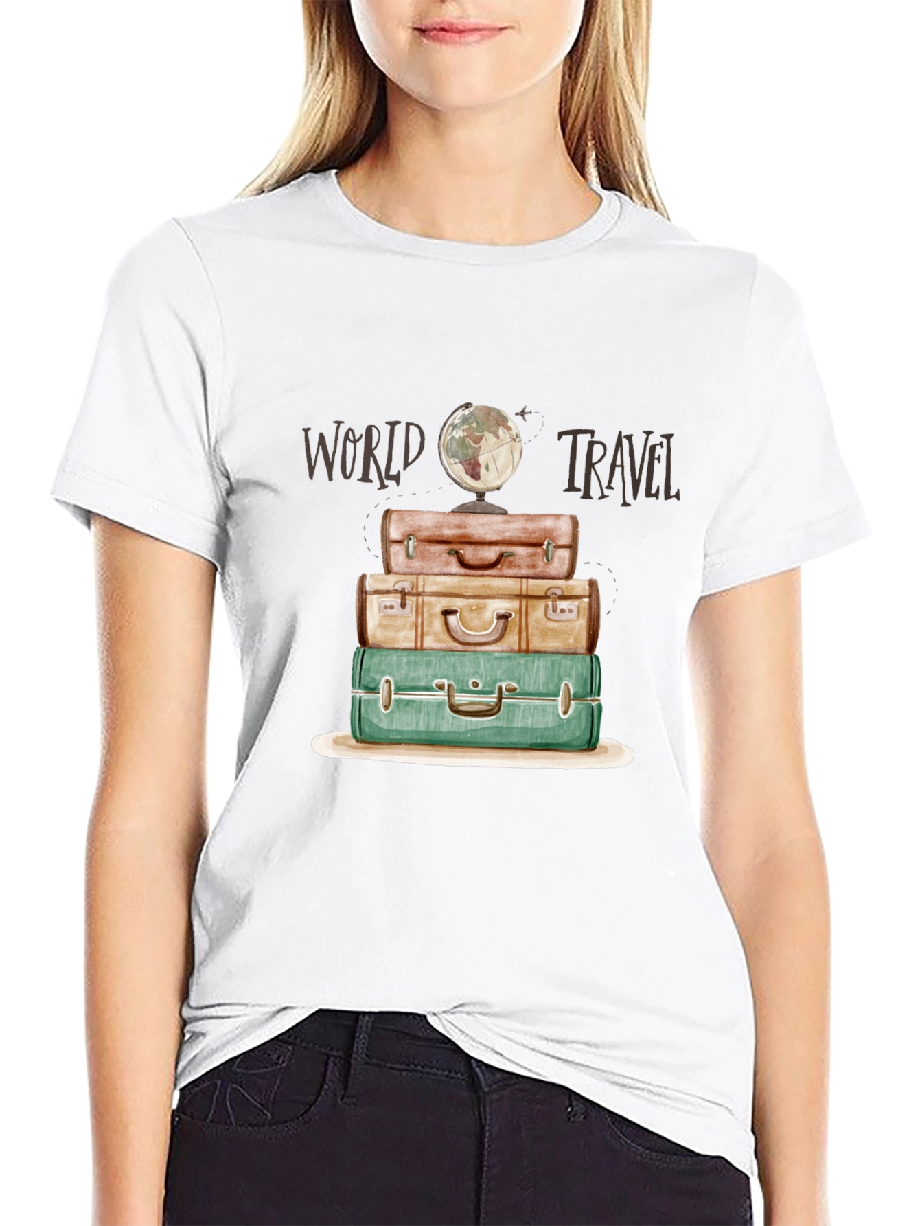 World Travel Suitcase Stack T-Shirt