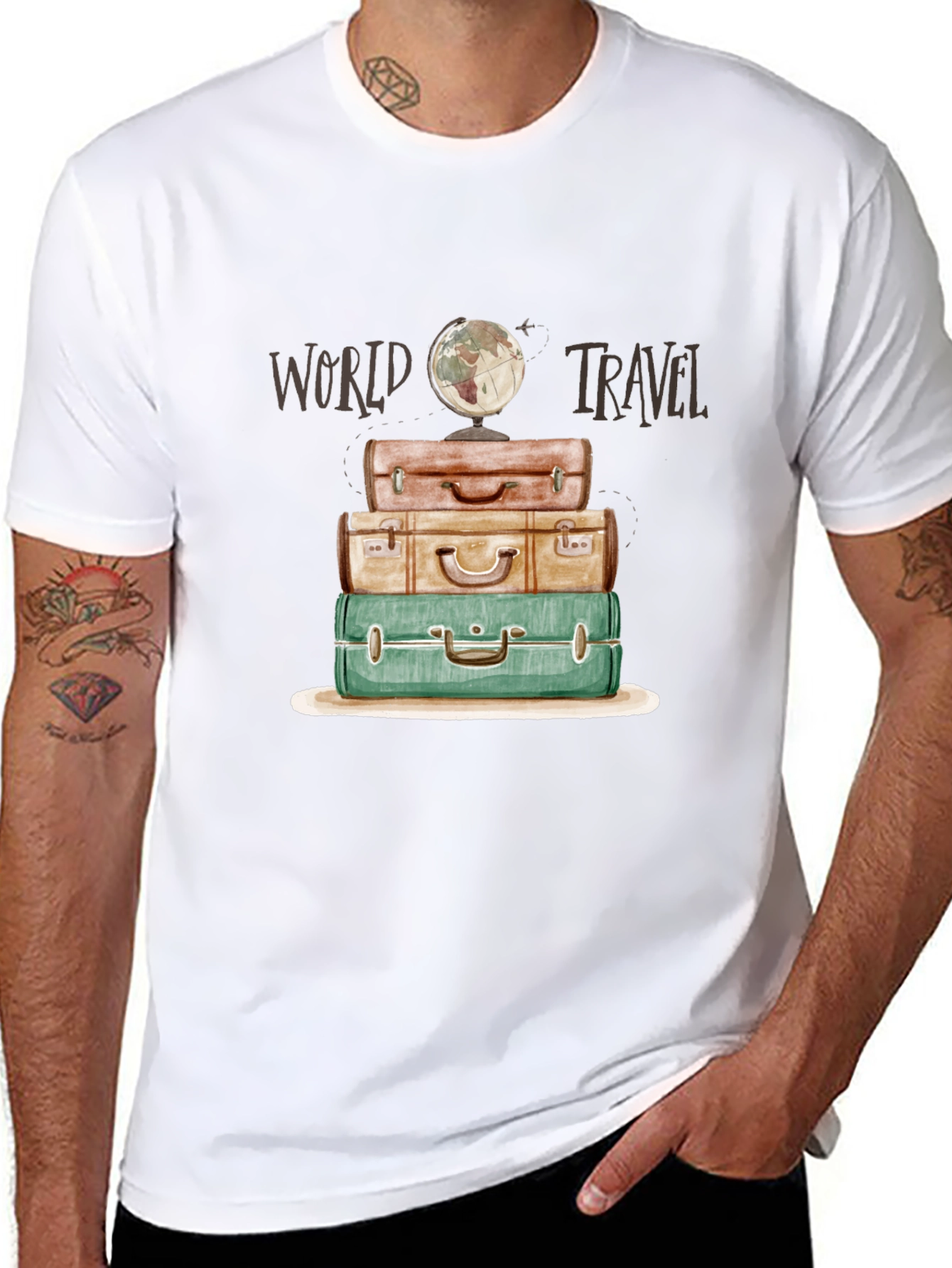 World Travel Suitcase Stack T-Shirt