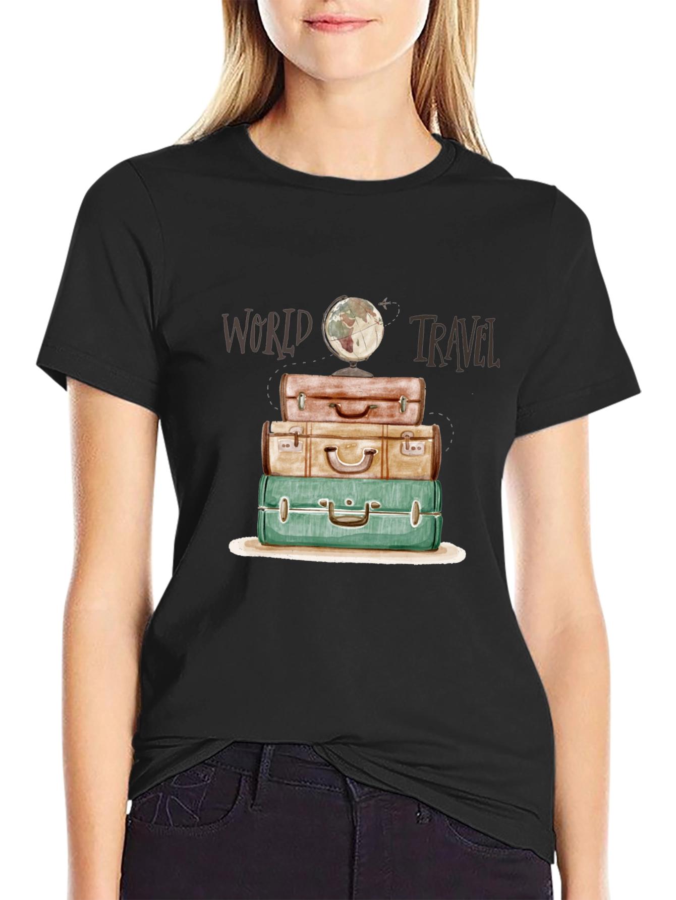 World Travel Suitcase Stack T-Shirt