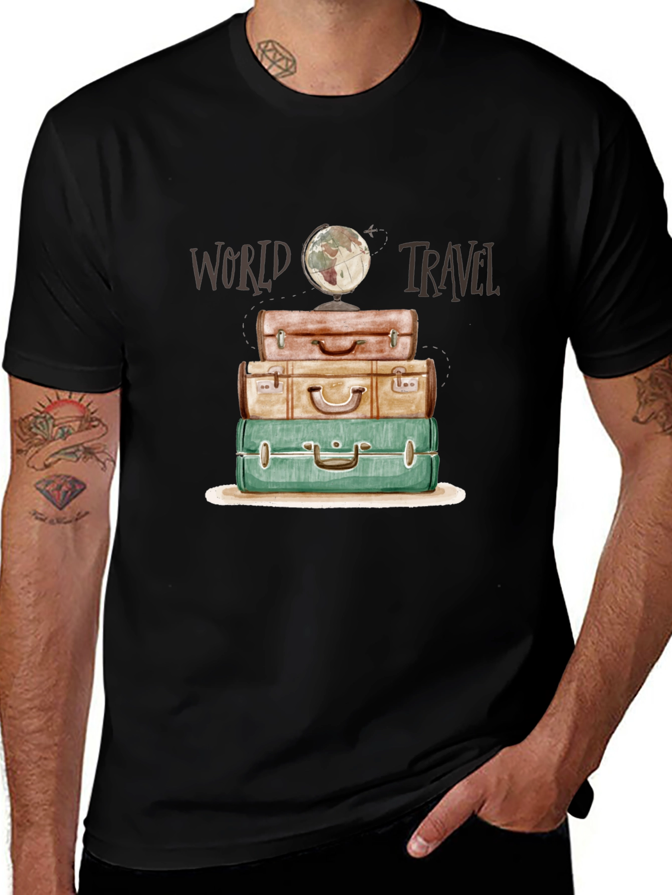 World Travel Suitcase Stack T-Shirt