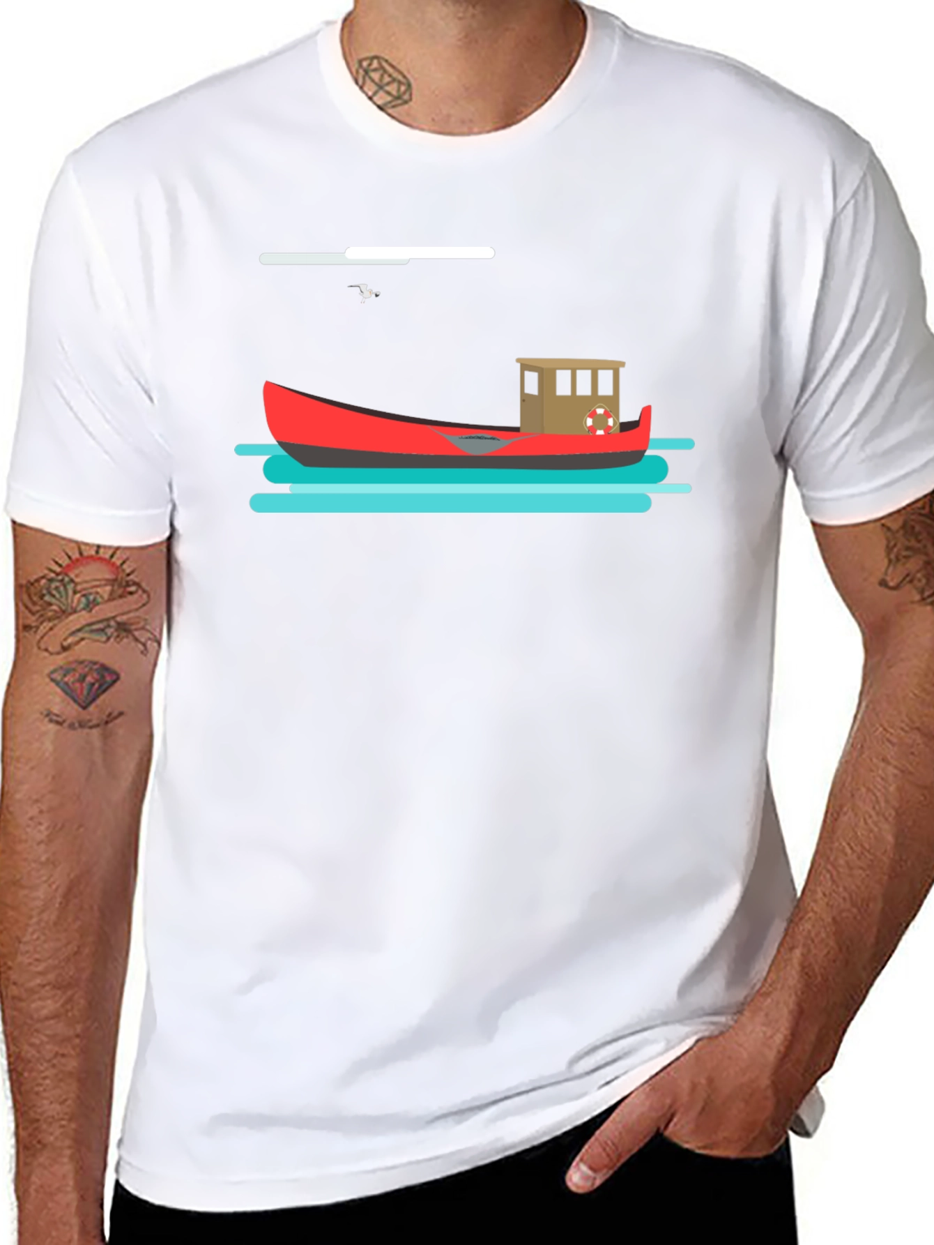Nautical T-Shirt: Red Boat Graphic Tee