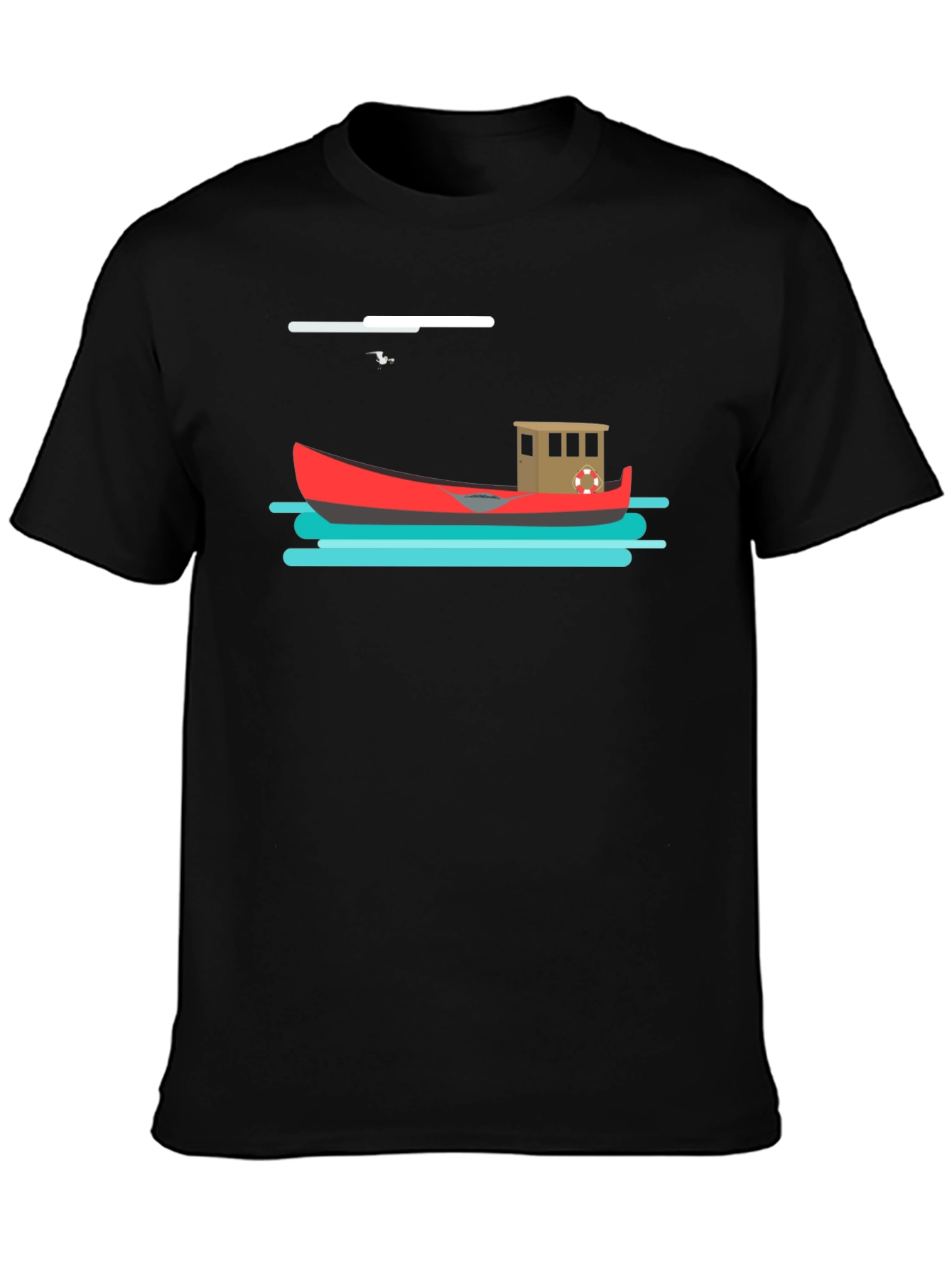 Nautical T-Shirt: Red Boat Graphic Tee