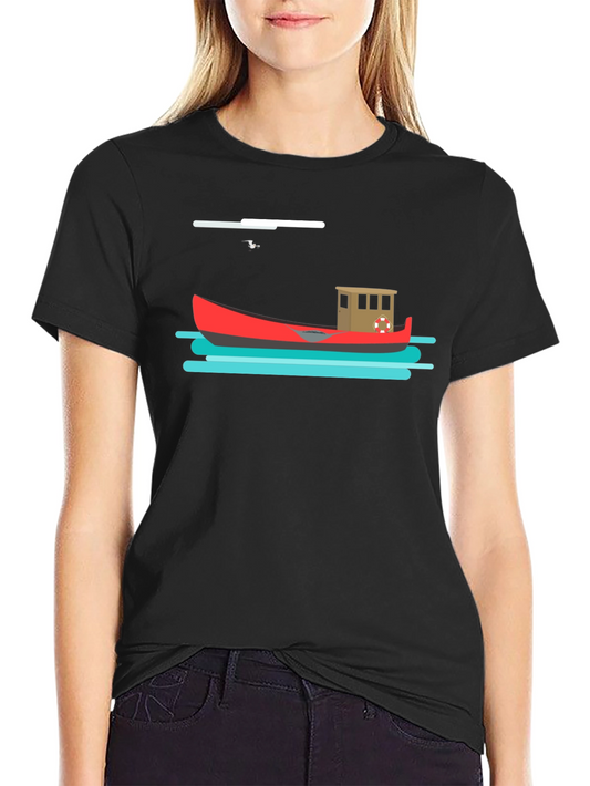 Nautical T-Shirt: Red Boat Graphic Tee