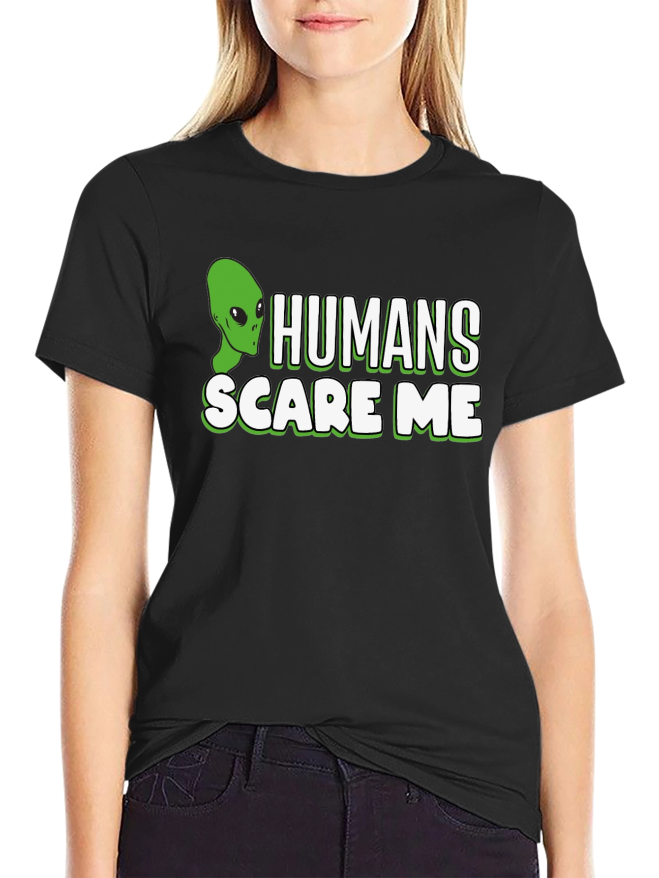 Humans Scare Me Alien Graphic T-Shirt