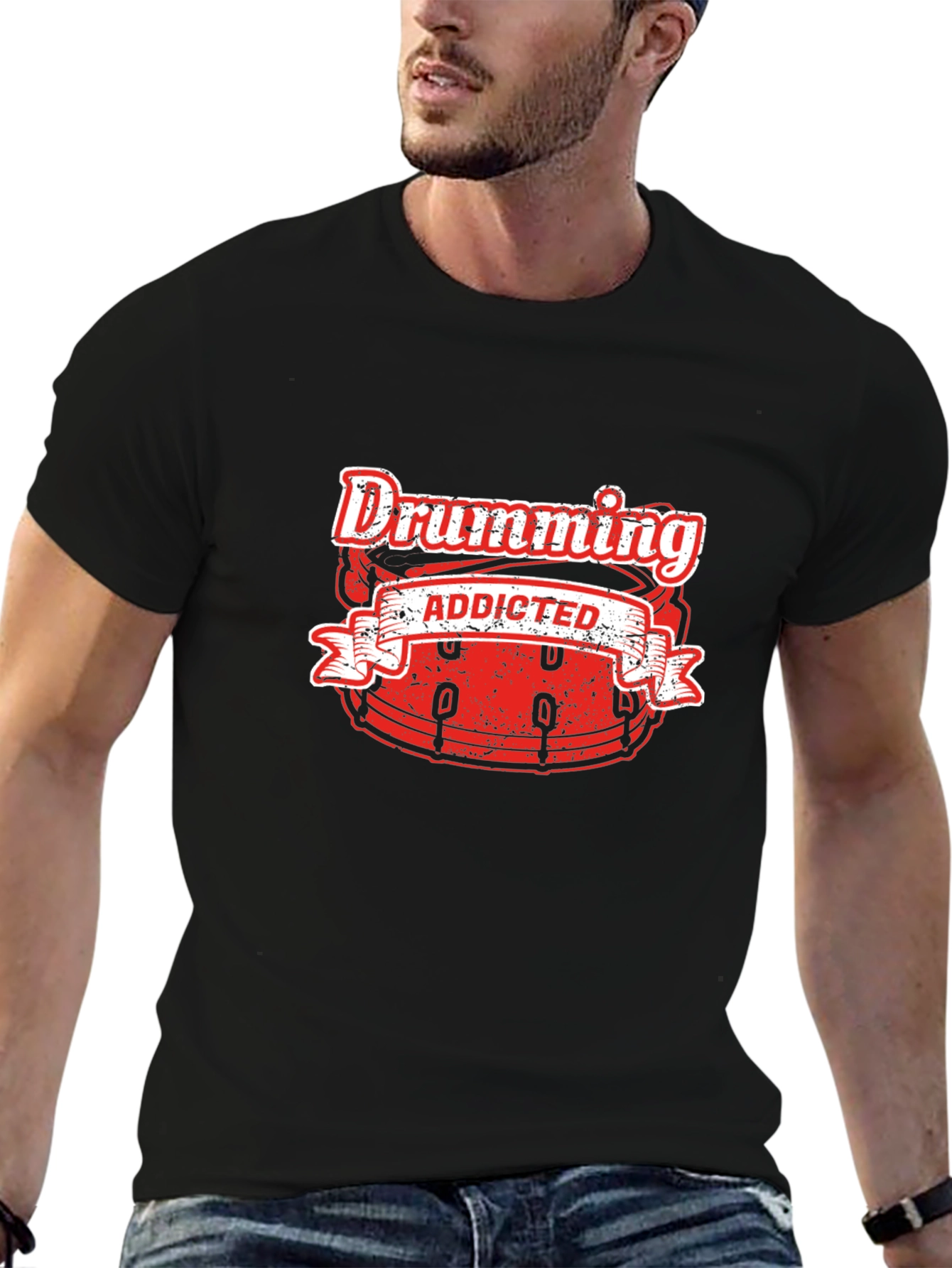 Drumming Addicted Black T-Shirt