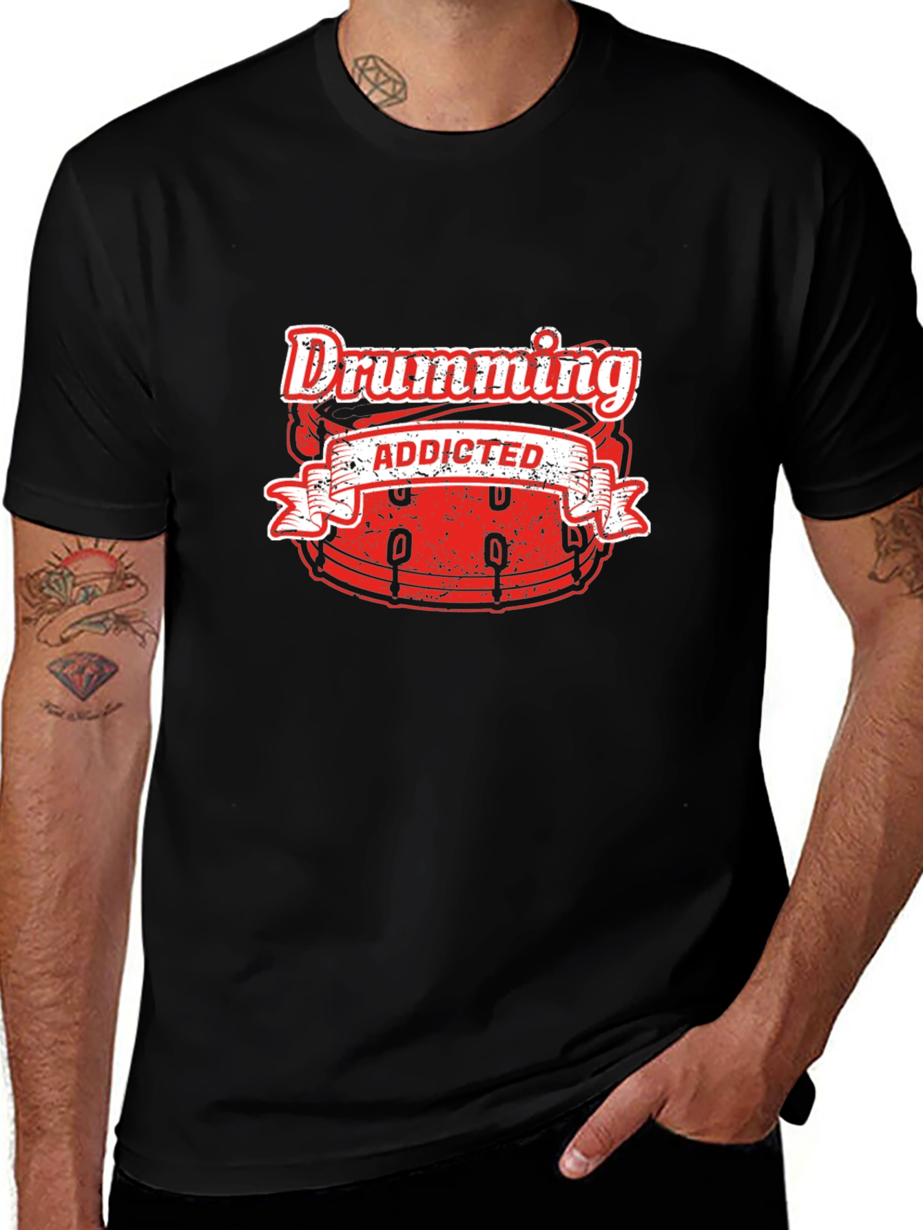Drumming Addicted Black T-Shirt