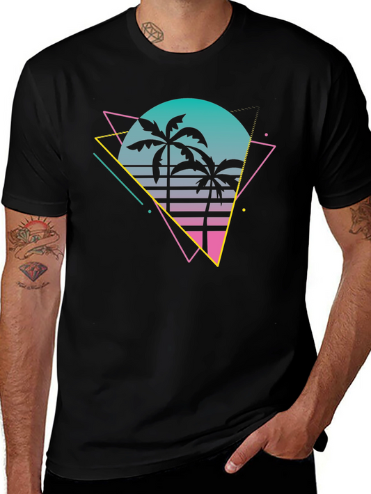 Retro Palm Tree T-Shirt - 80s Style Graphic Tee