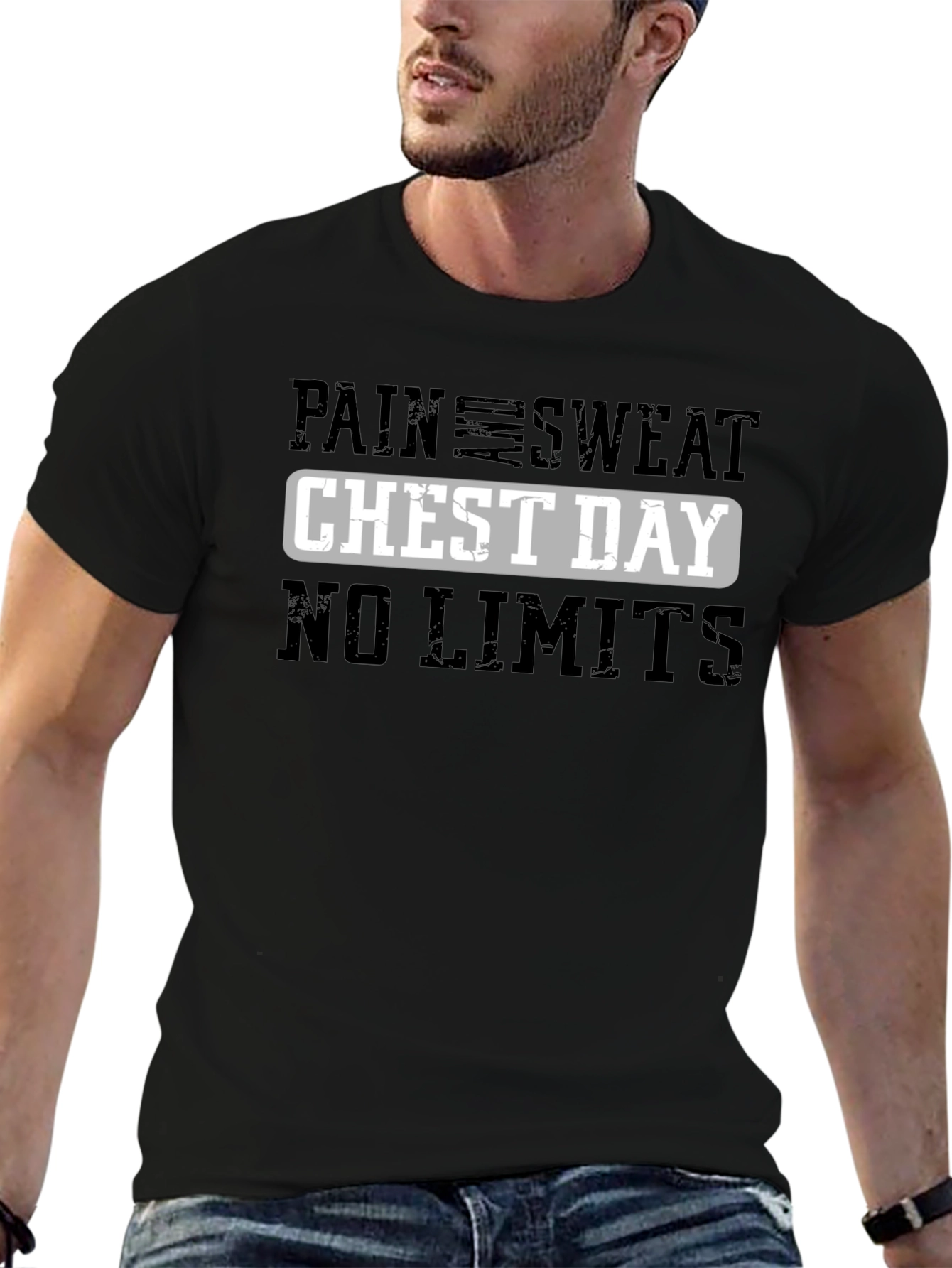 Pain Sweat Chest Day No Limits Graphic T-Shirt