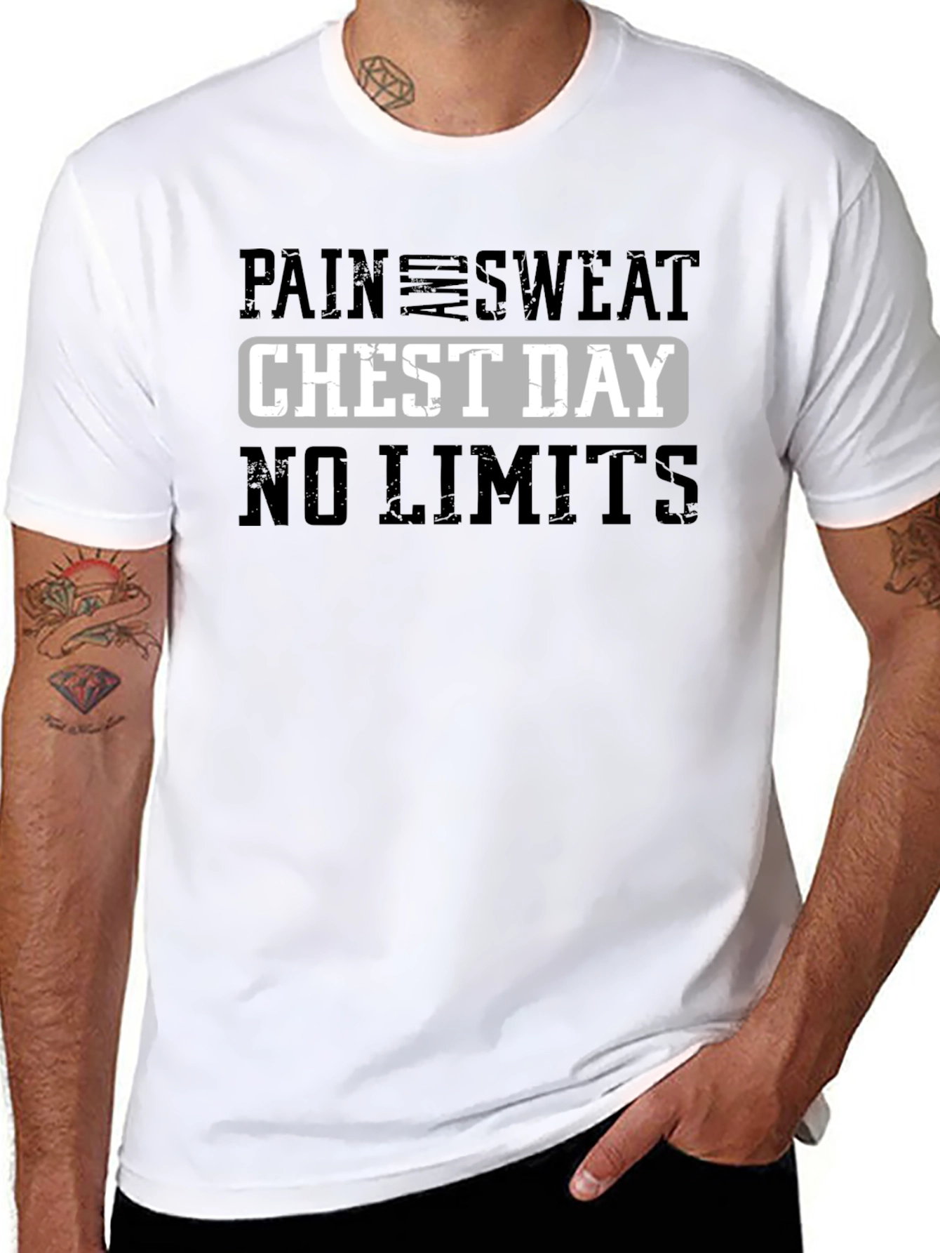 Pain Sweat Chest Day No Limits Graphic T-Shirt