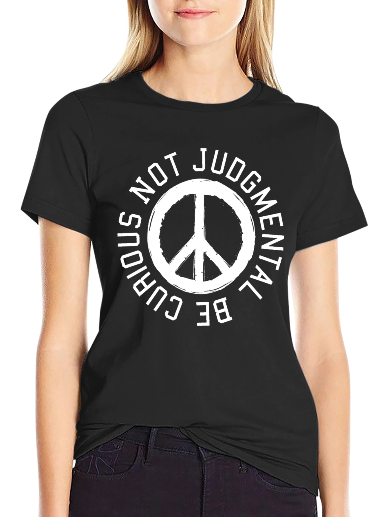 Peace Symbol T-Shirt - Be Curious Not Judgmental