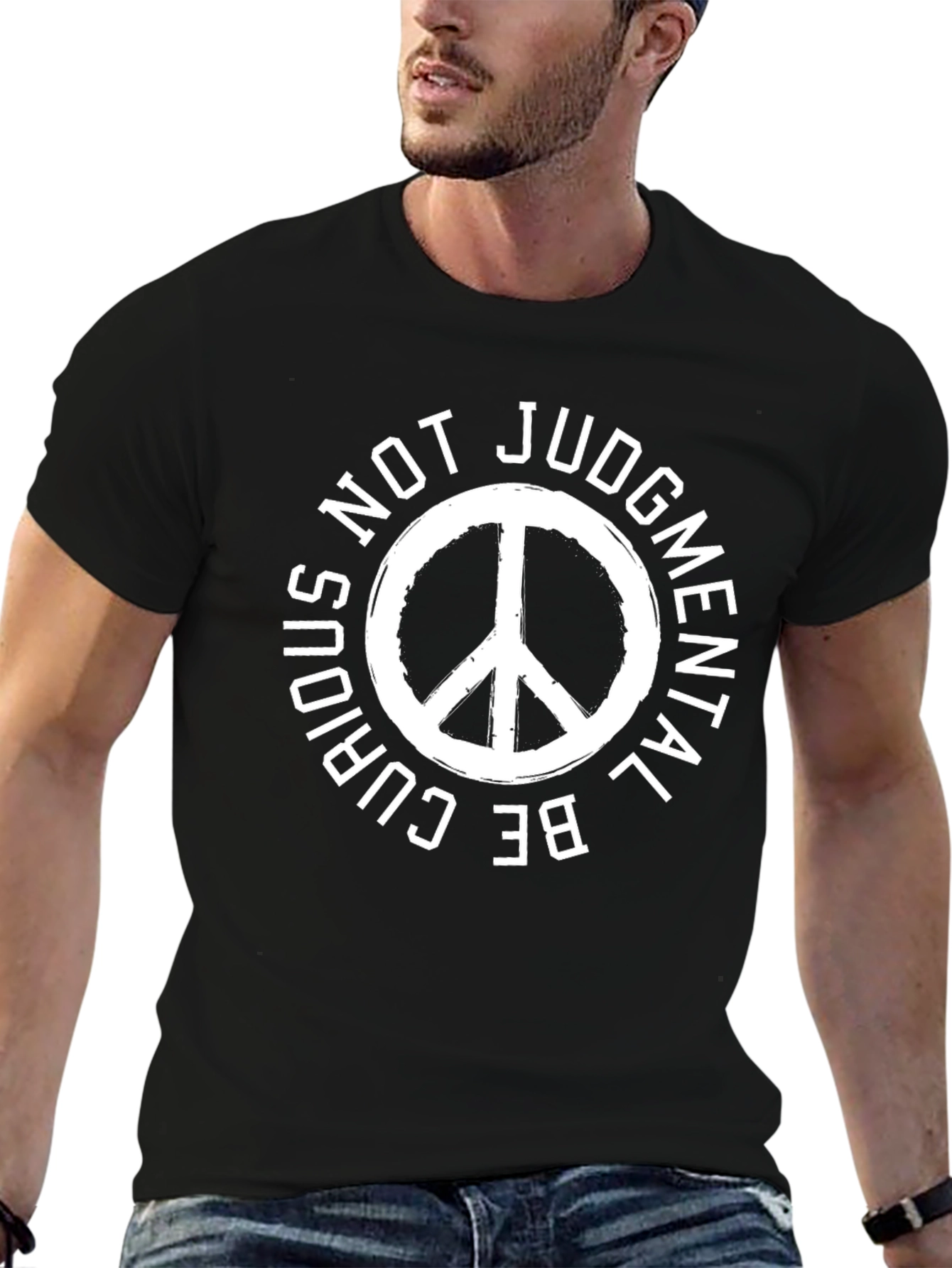 Peace Symbol T-Shirt - Be Curious Not Judgmental