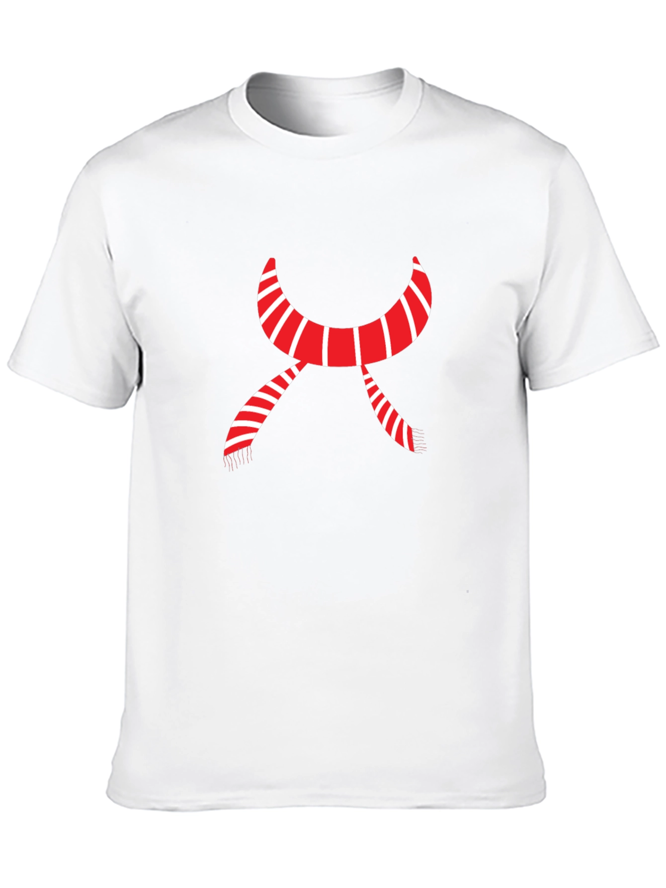 Striped Scarf Graphic Tee - Cozy Festive Style
