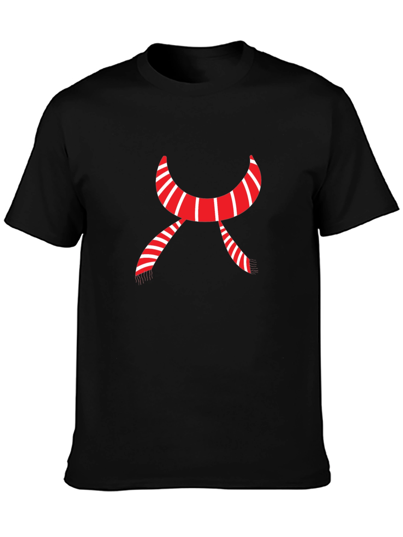 Striped Scarf Graphic Tee - Cozy Festive Style