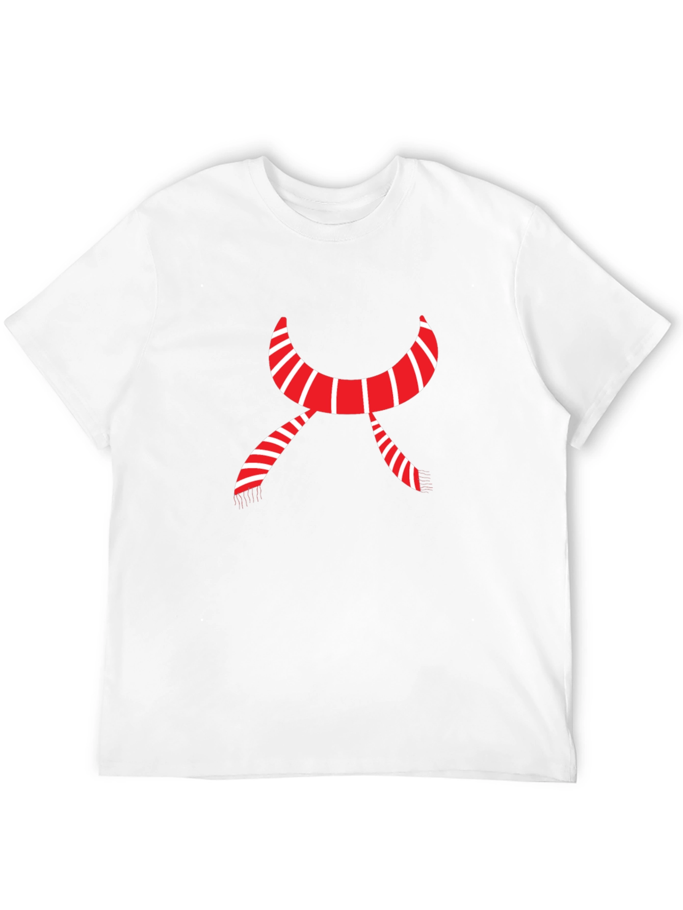 Striped Scarf Graphic Tee - Cozy Festive Style