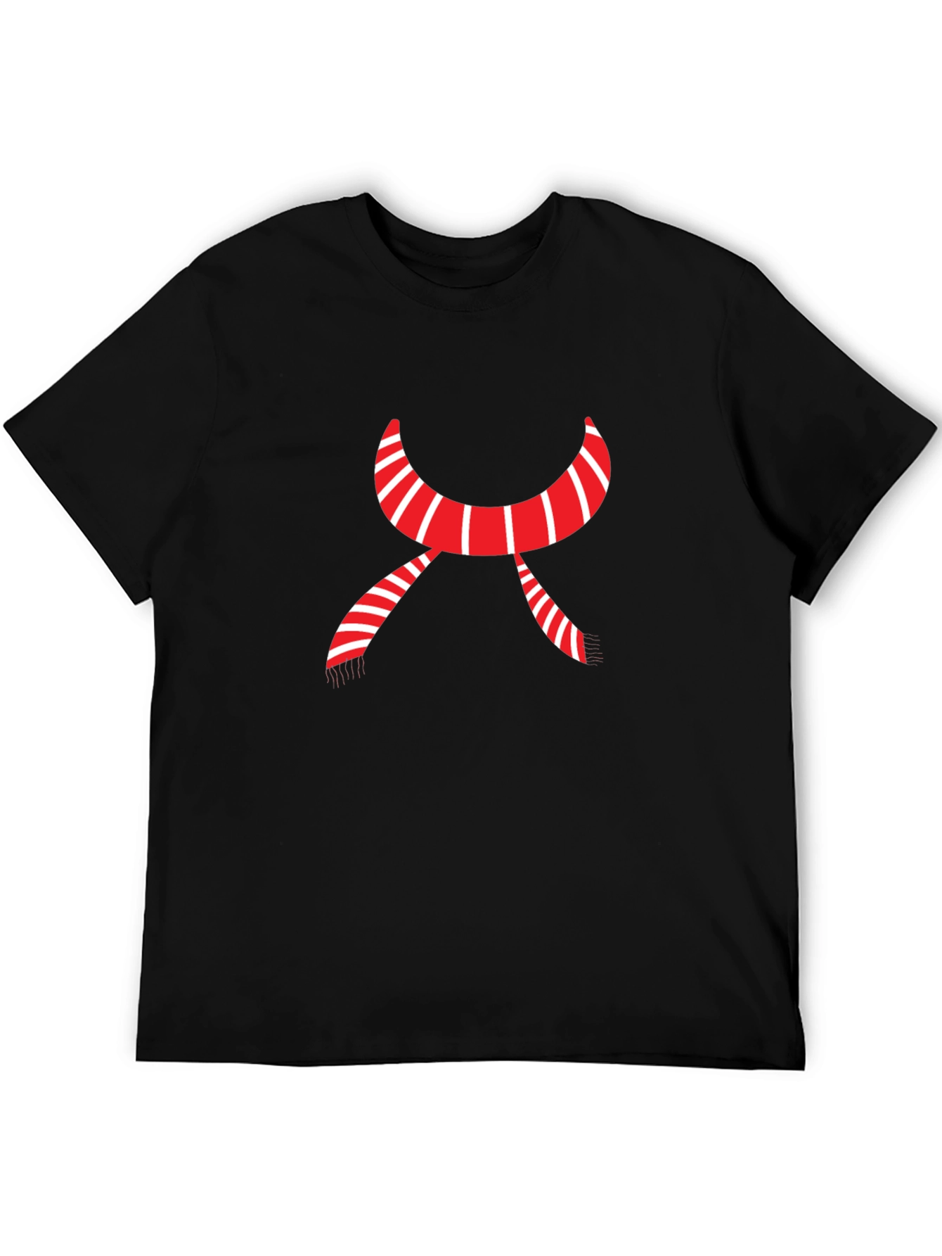 Striped Scarf Graphic Tee - Cozy Festive Style