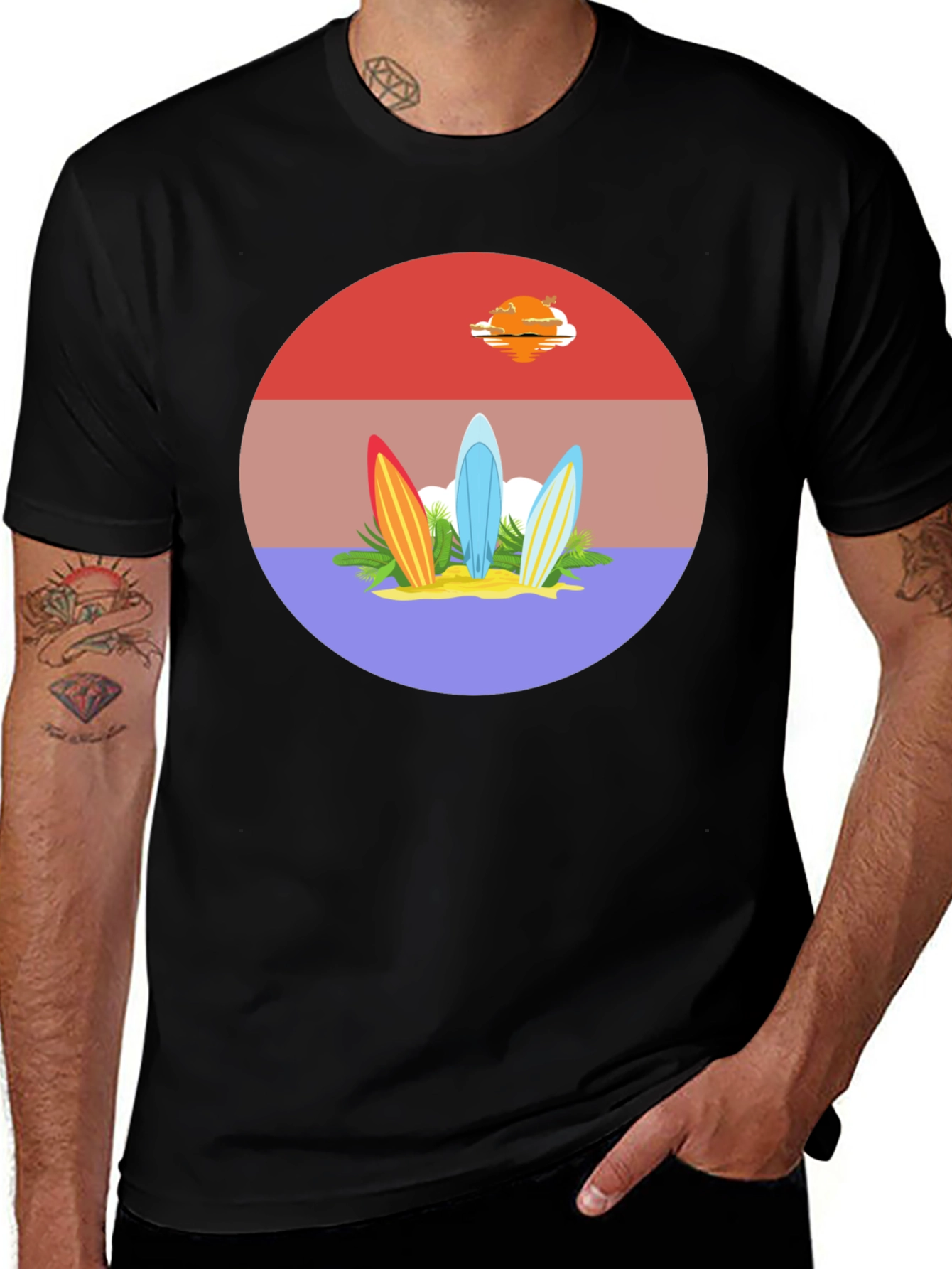 Surfboard Sunset Graphic Tee