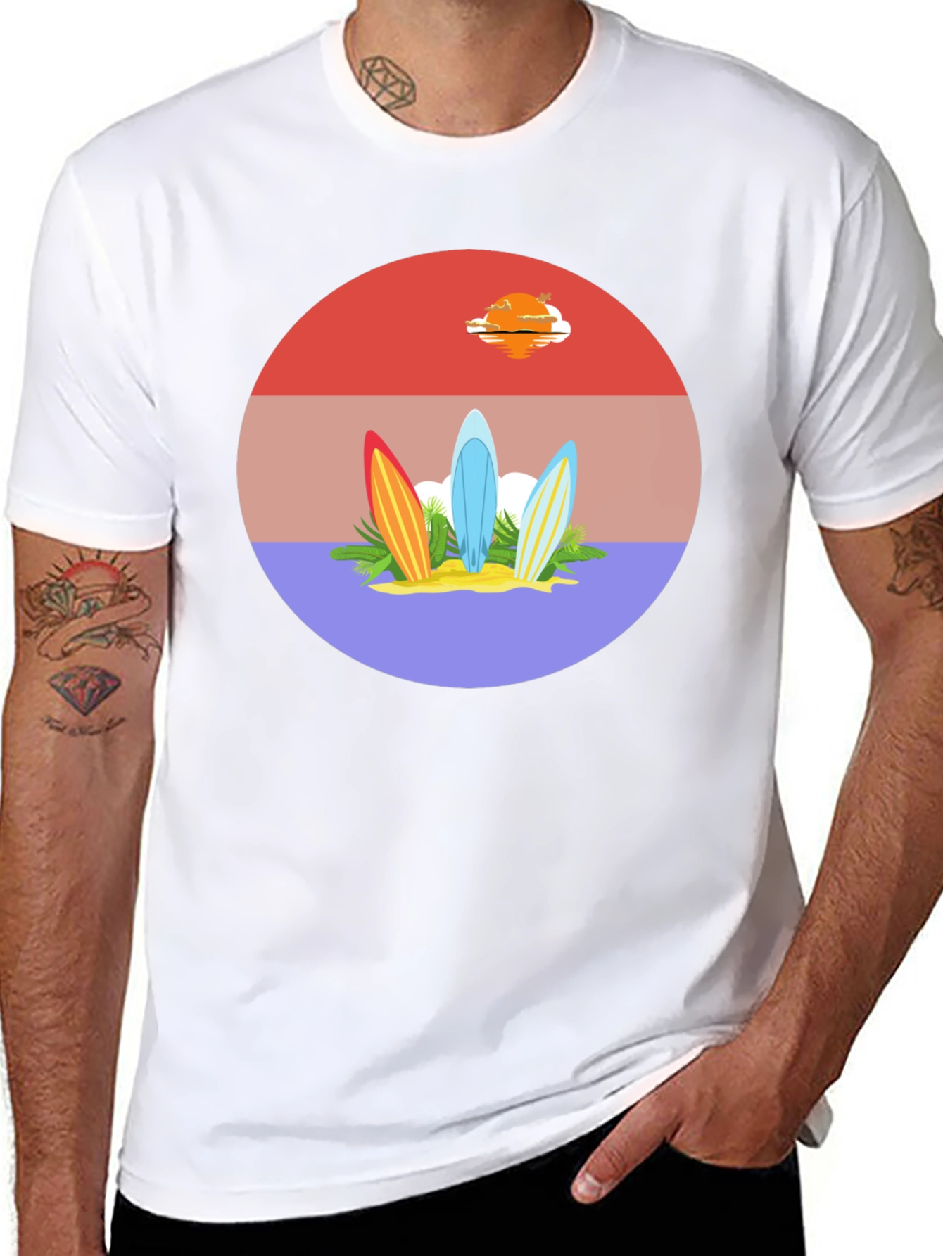 Surfboard Sunset Graphic Tee