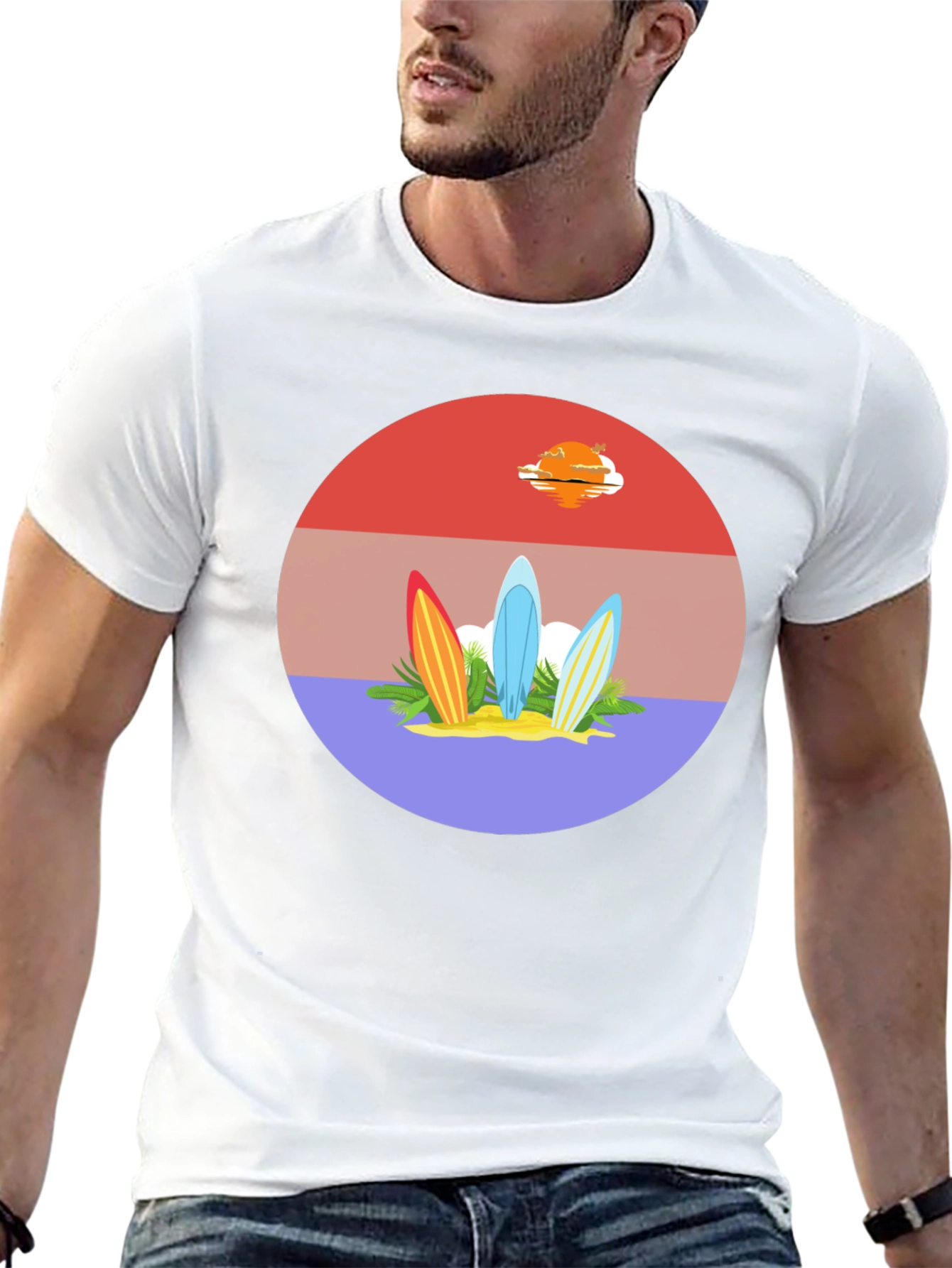 Surfboard Sunset Graphic Tee