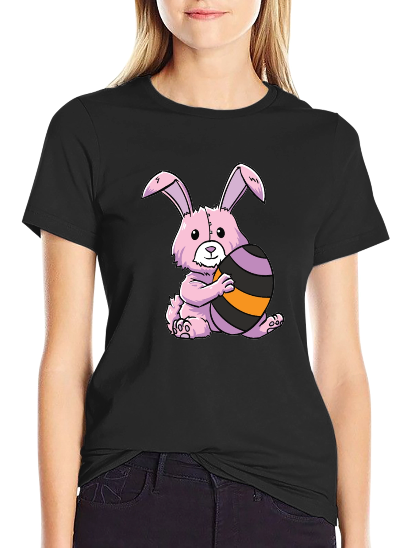 Easter Bunny T-Shirt: Pink Bunny with Easter Egg