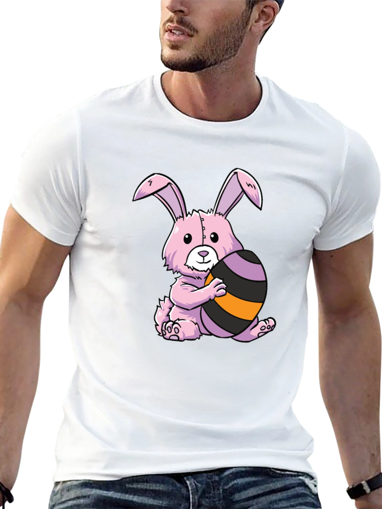 Easter Bunny T-Shirt: Pink Bunny with Easter Egg