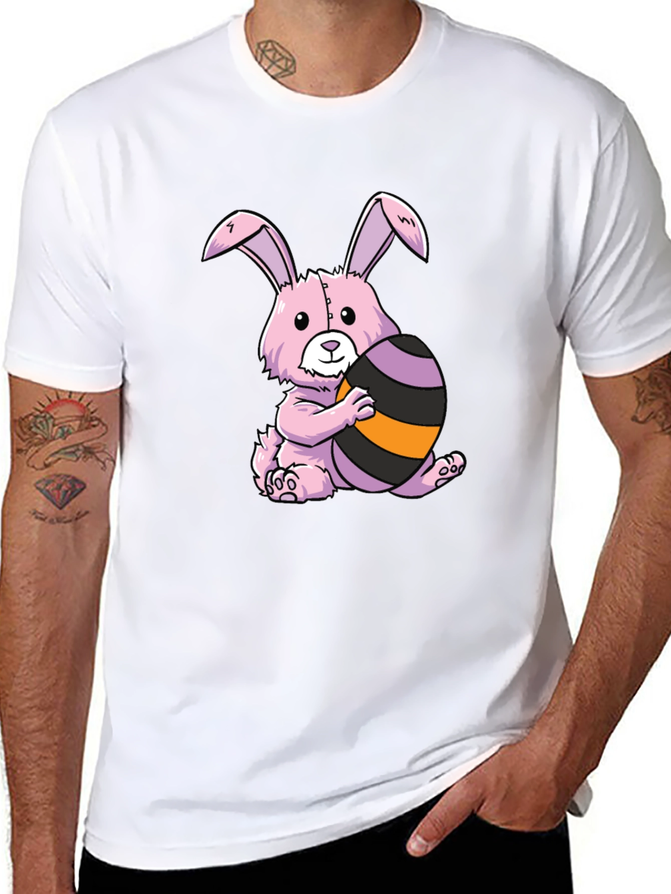 Easter Bunny T-Shirt: Pink Bunny with Easter Egg