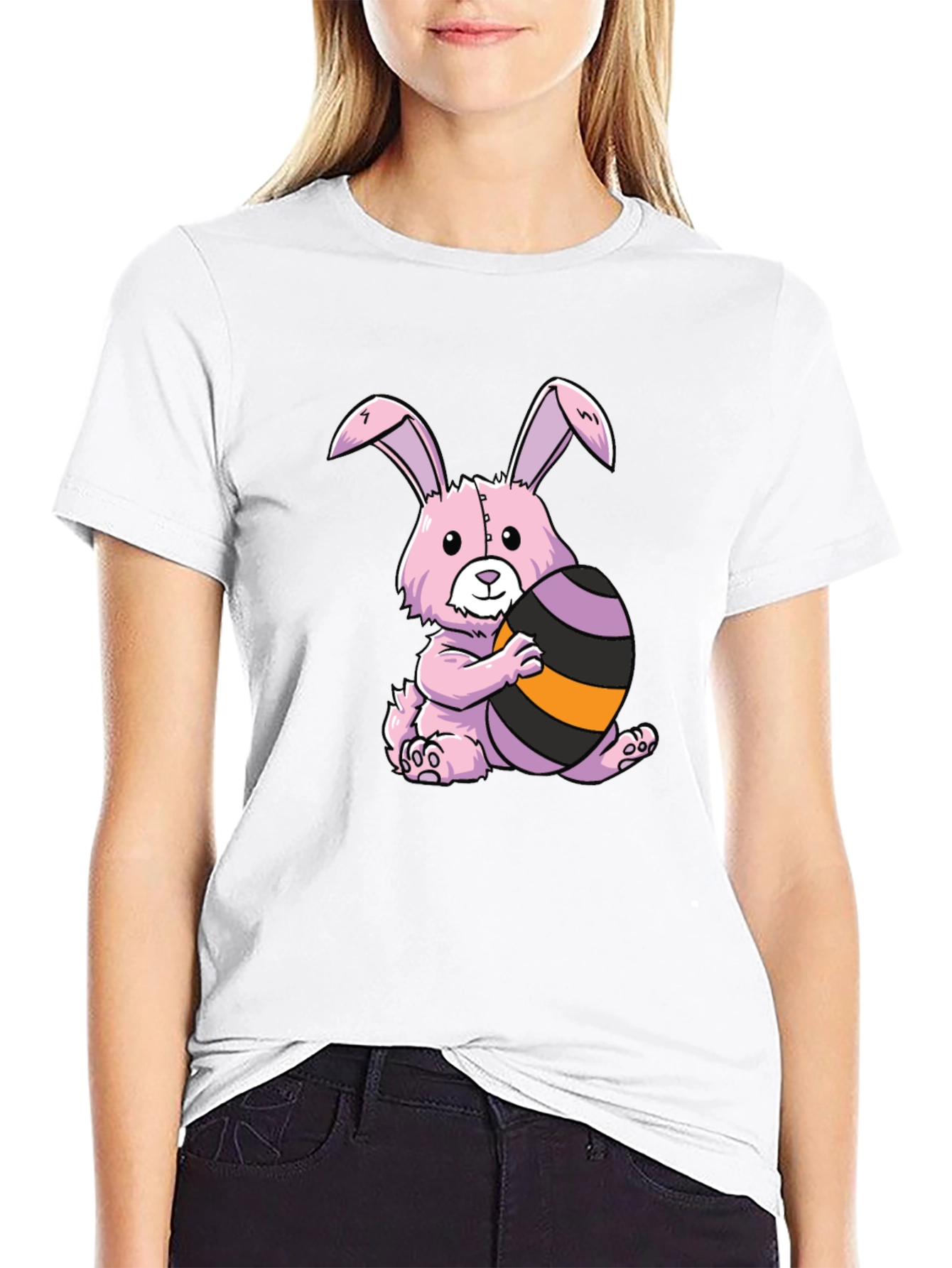 Easter Bunny T-Shirt: Pink Bunny with Easter Egg