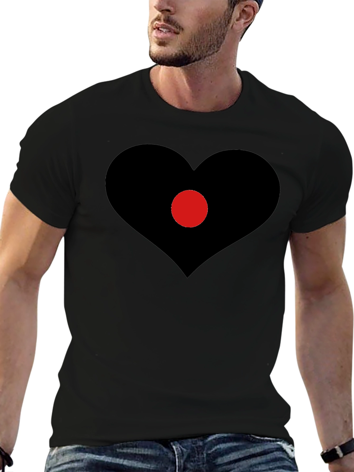 Heart Center T-Shirt - Black Graphic Tee