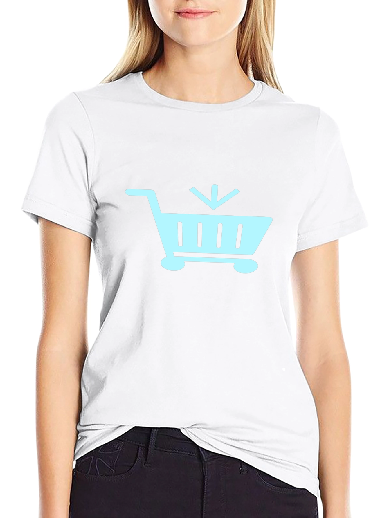 Black T-Shirt with Shopping Cart Design