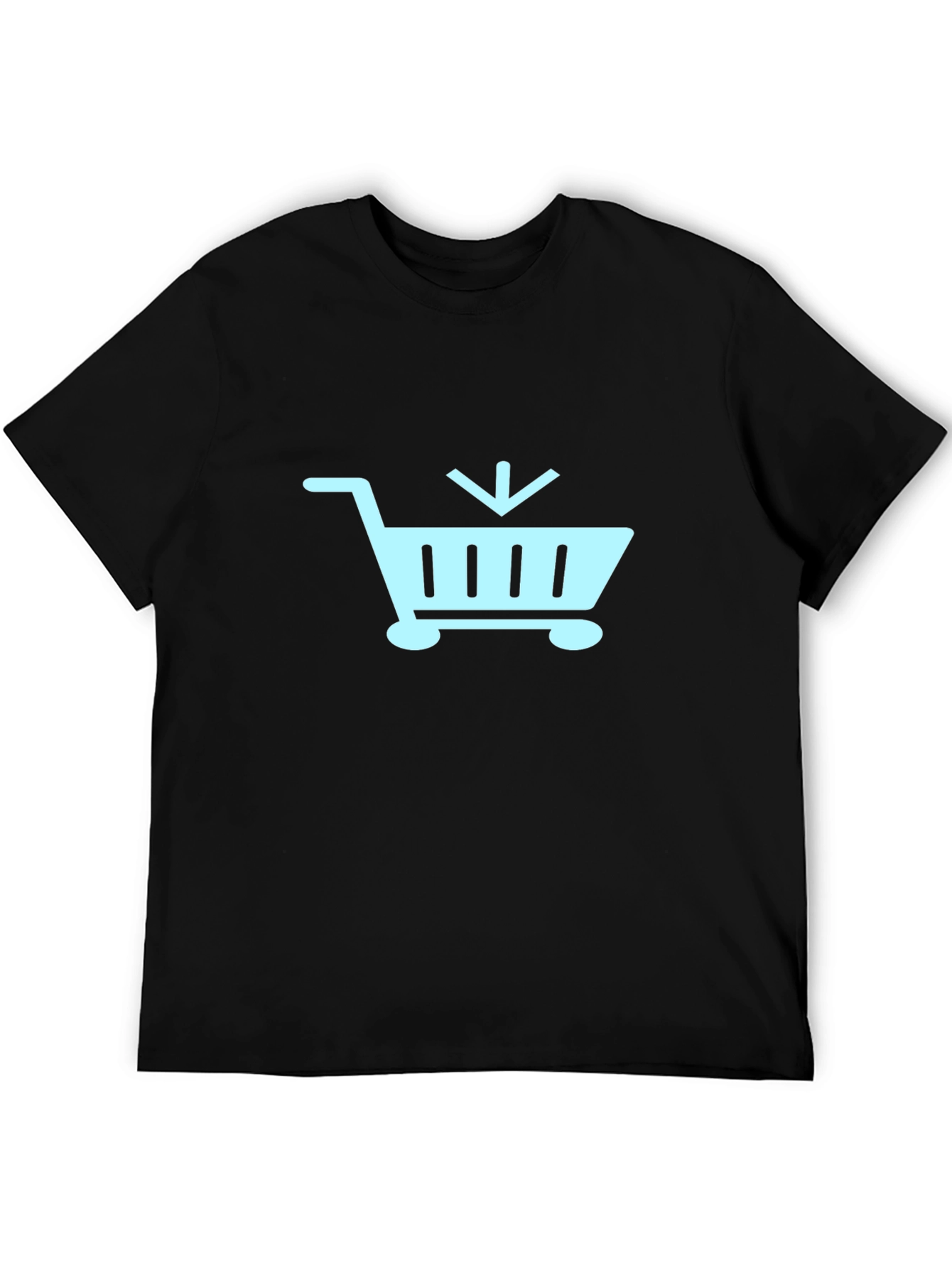 Black T-Shirt with Shopping Cart Design