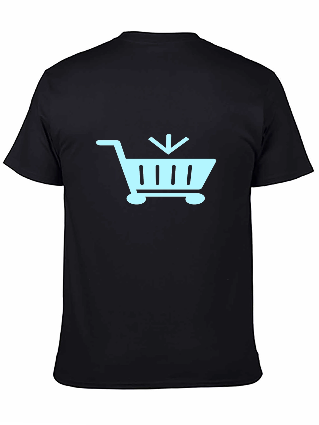 Black T-Shirt with Shopping Cart Design