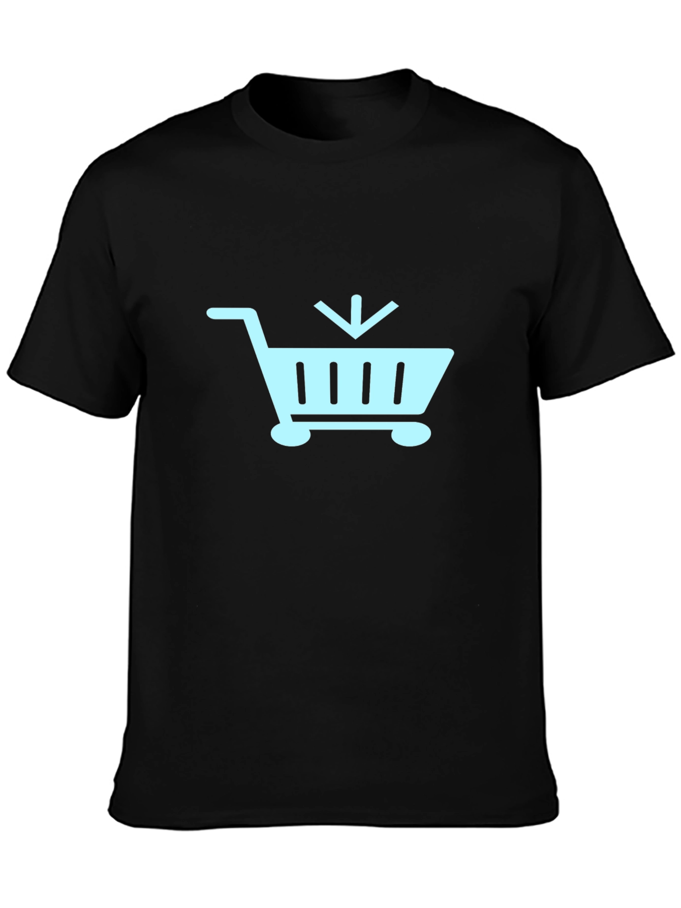 Black T-Shirt with Shopping Cart Design