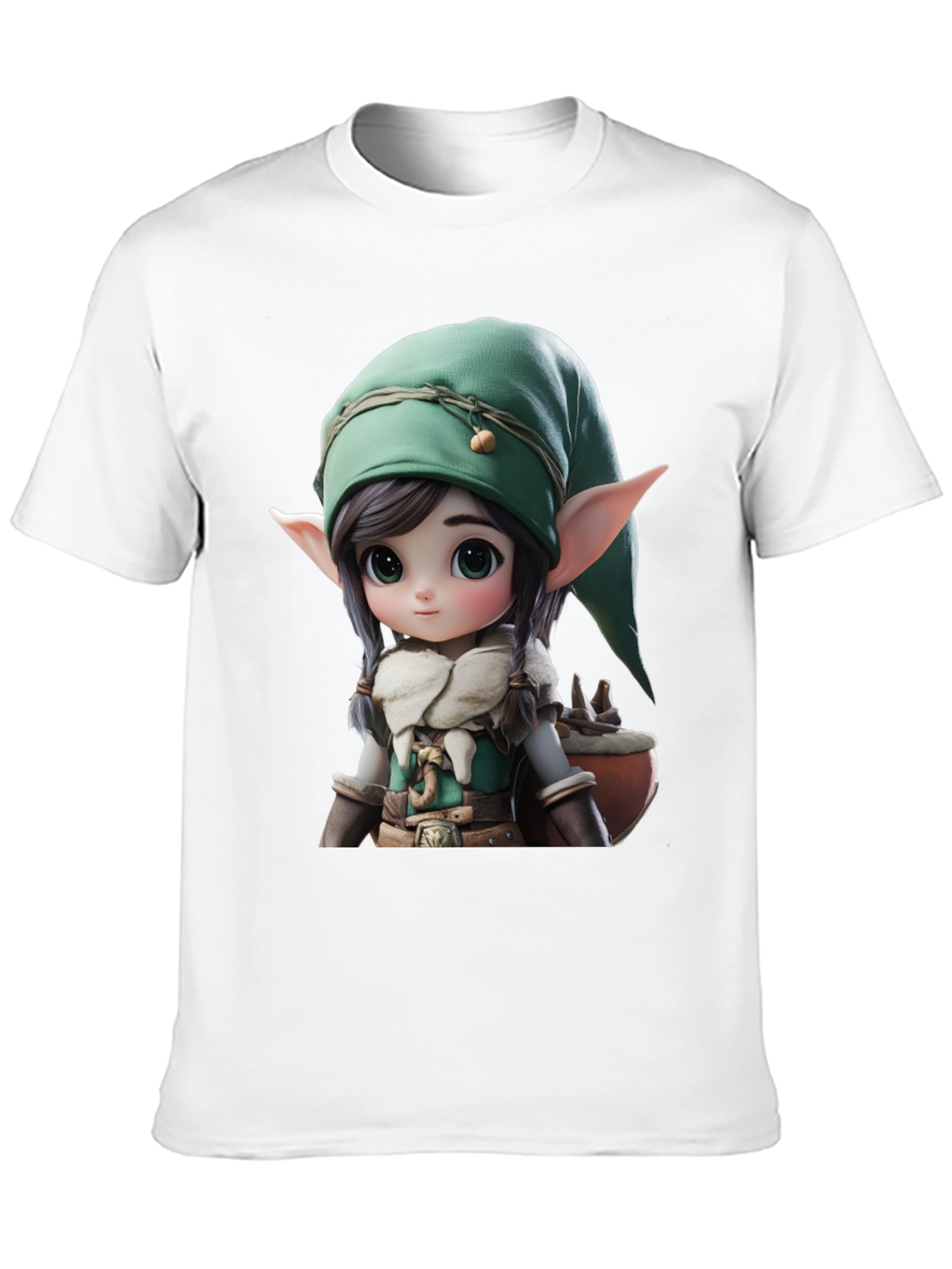 Elf Cartoon Graphic Black T-Shirt