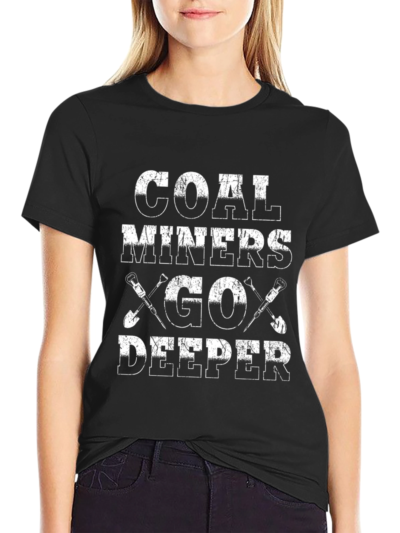 Coal Miners Go Deeper Black Graphic T-Shirt