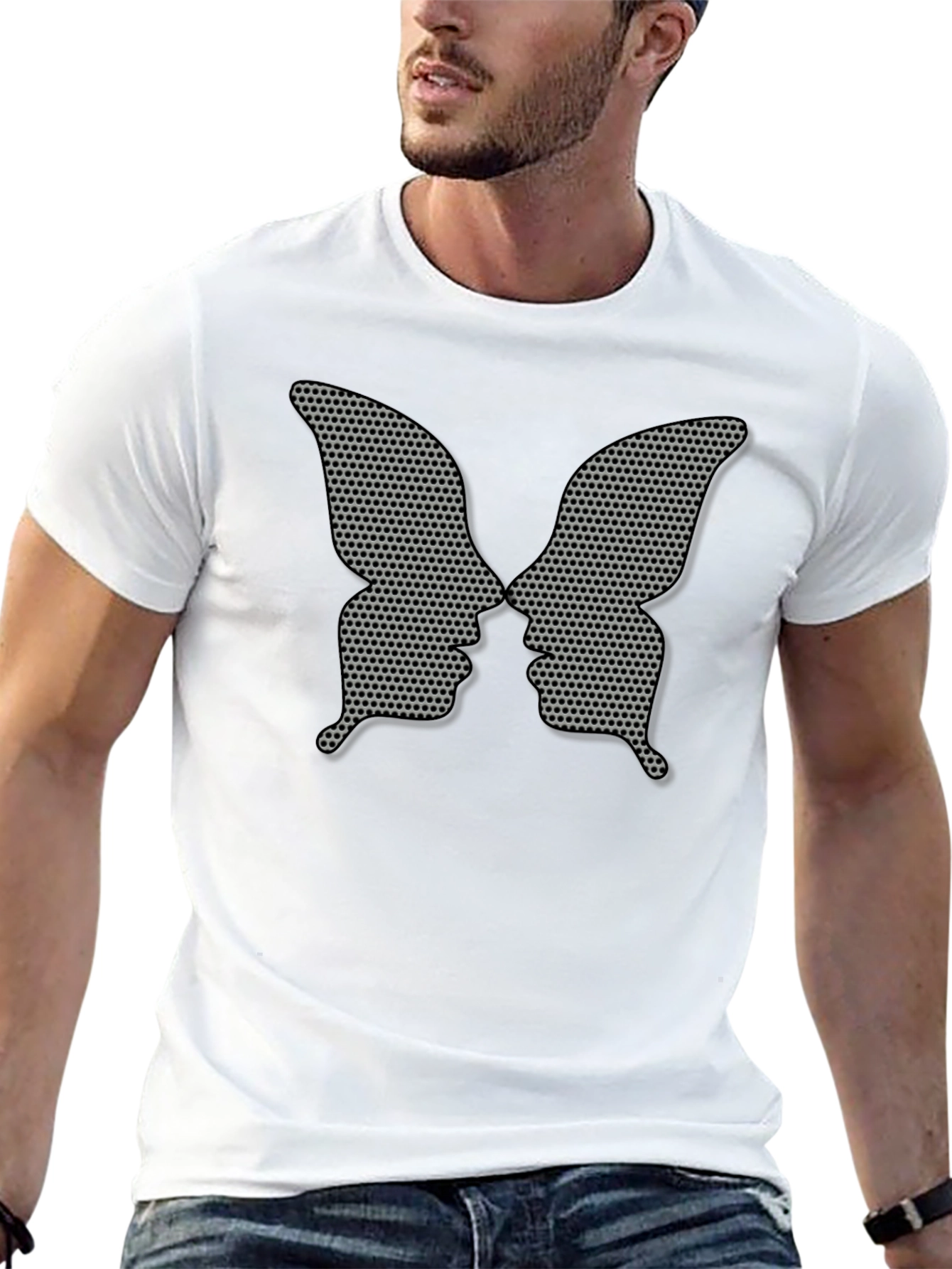 Butterfly Faces Black Tee - Unique Graphic Design