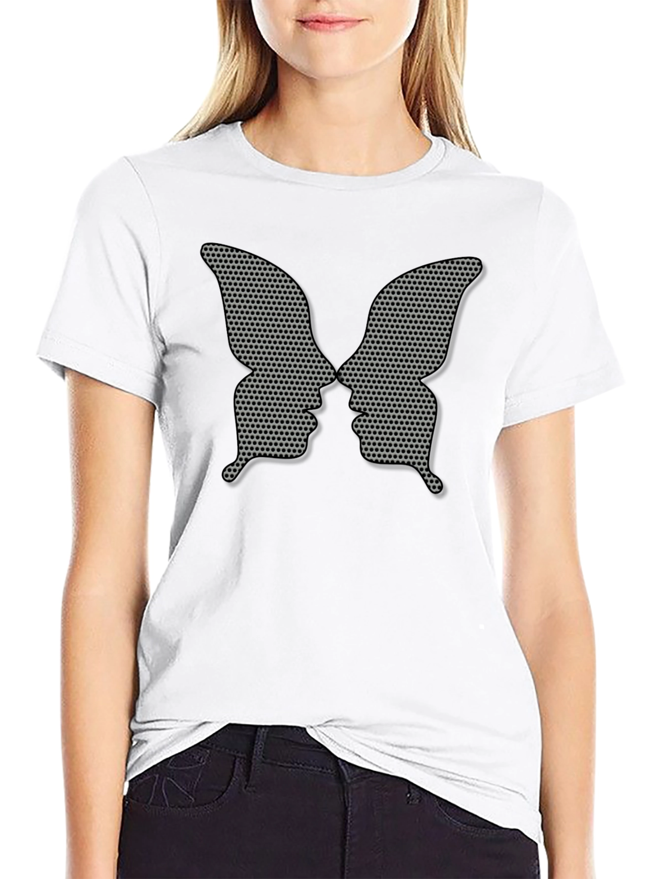 Butterfly Faces Black Tee - Unique Graphic Design