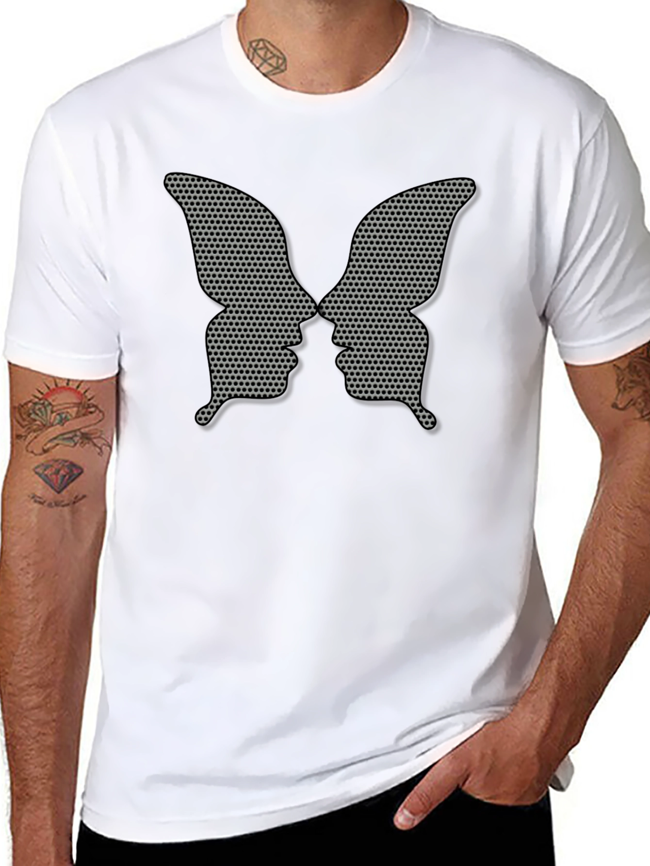 Butterfly Faces Black Tee - Unique Graphic Design