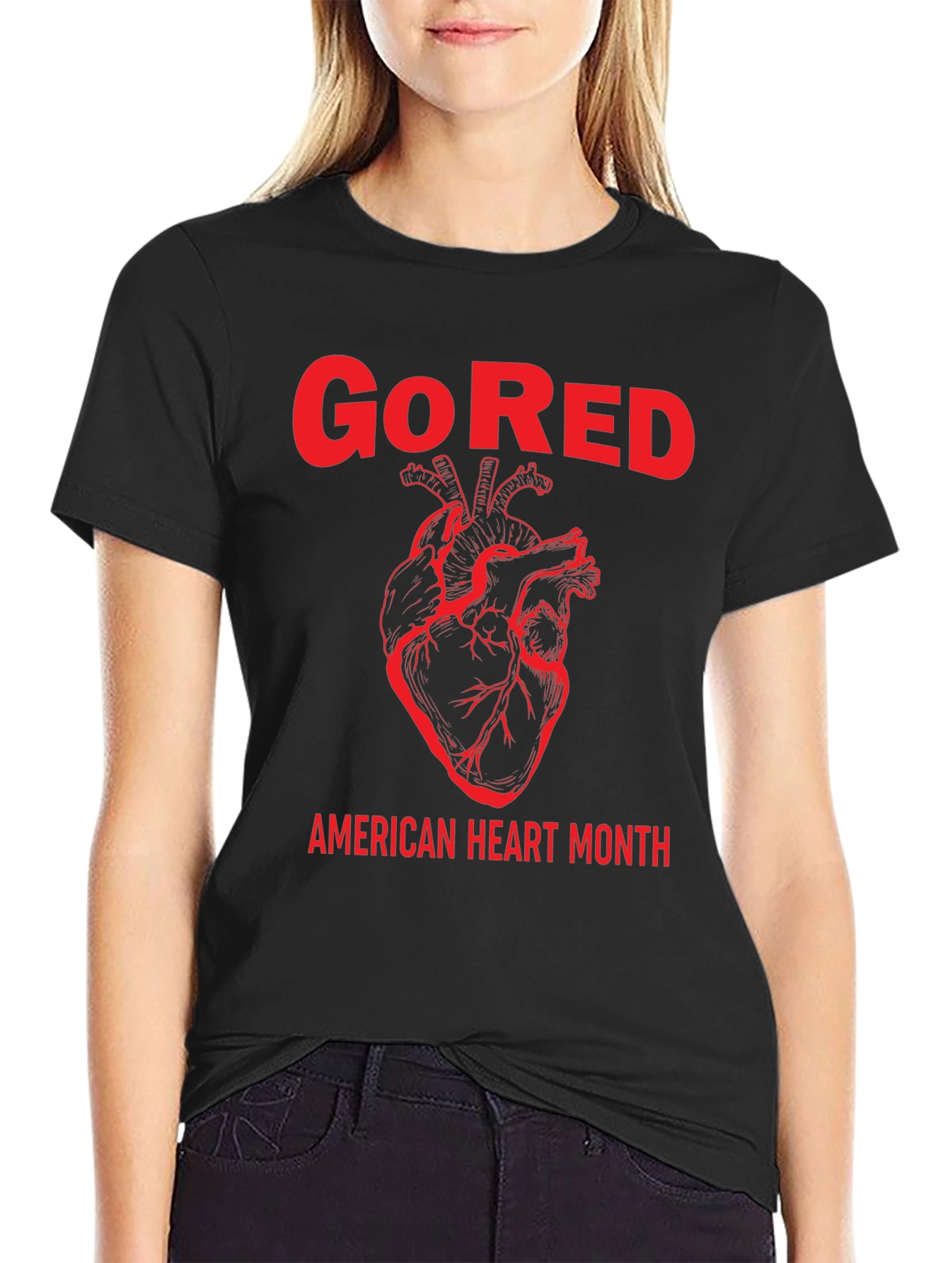 Go Red American Heart Month Graphic T-Shirt