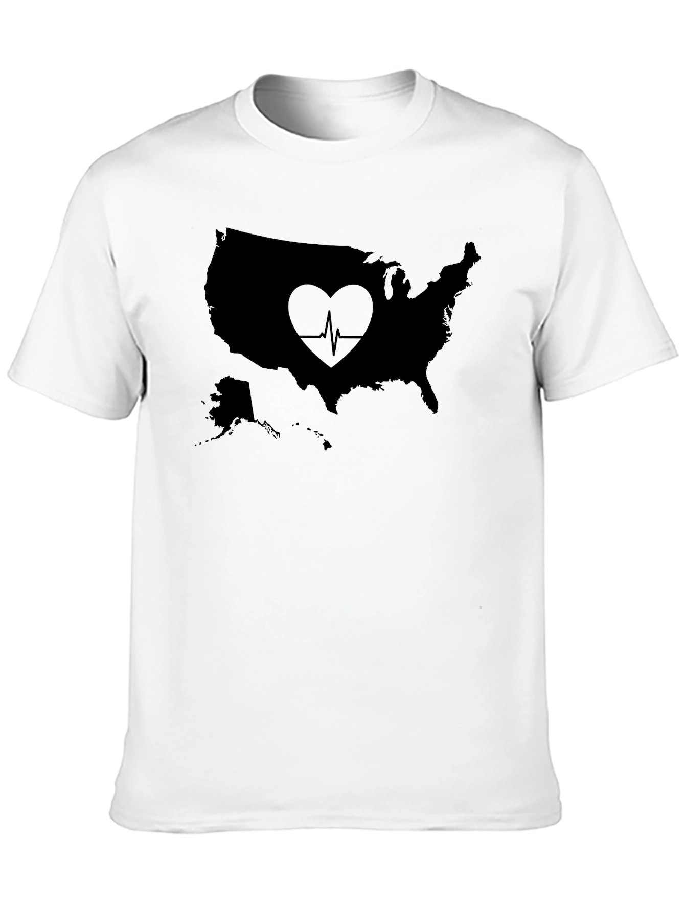 USA Heartbeat Graphic T-Shirt - Black