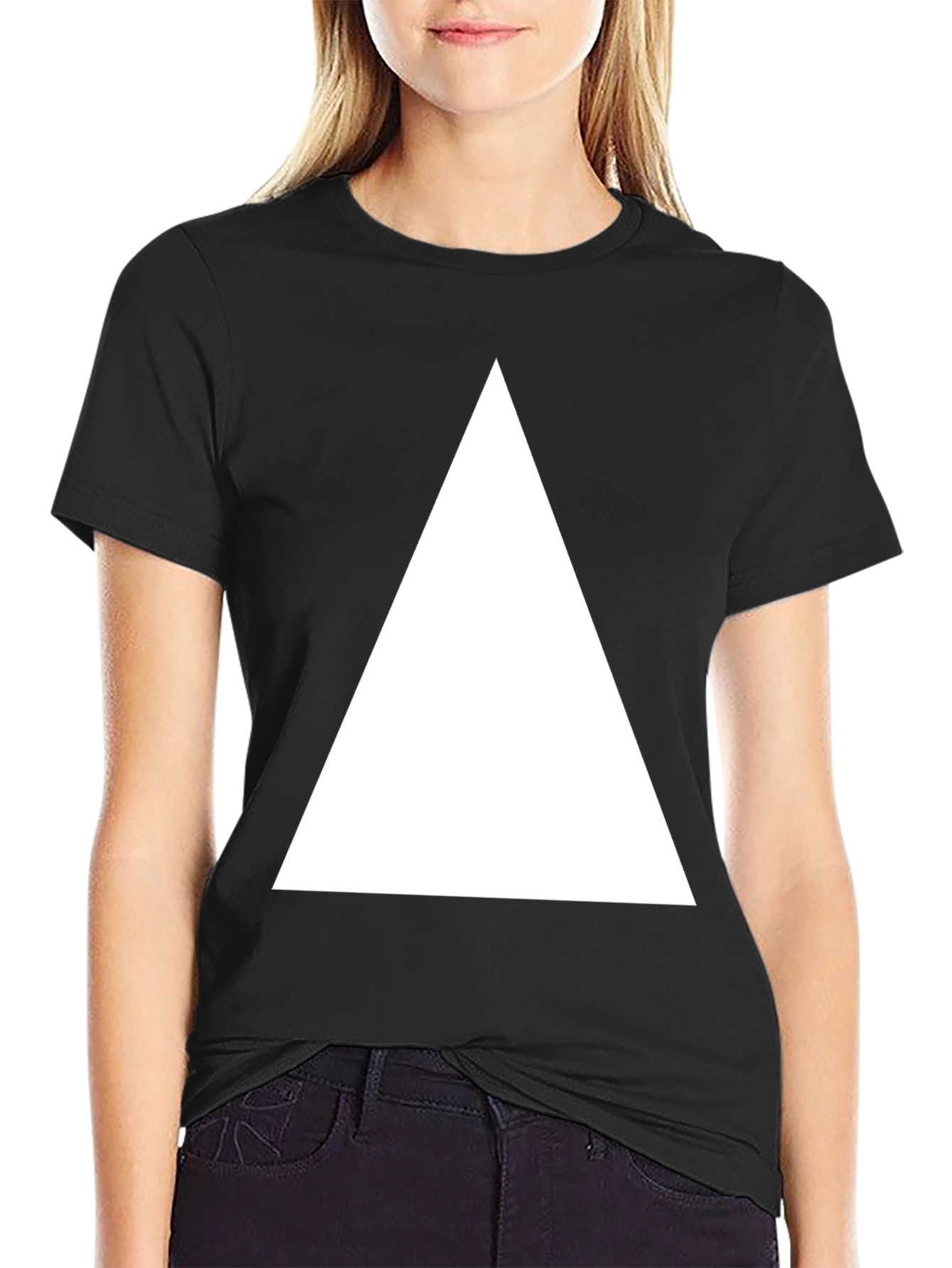 Black T-Shirt with White Triangle Graphic