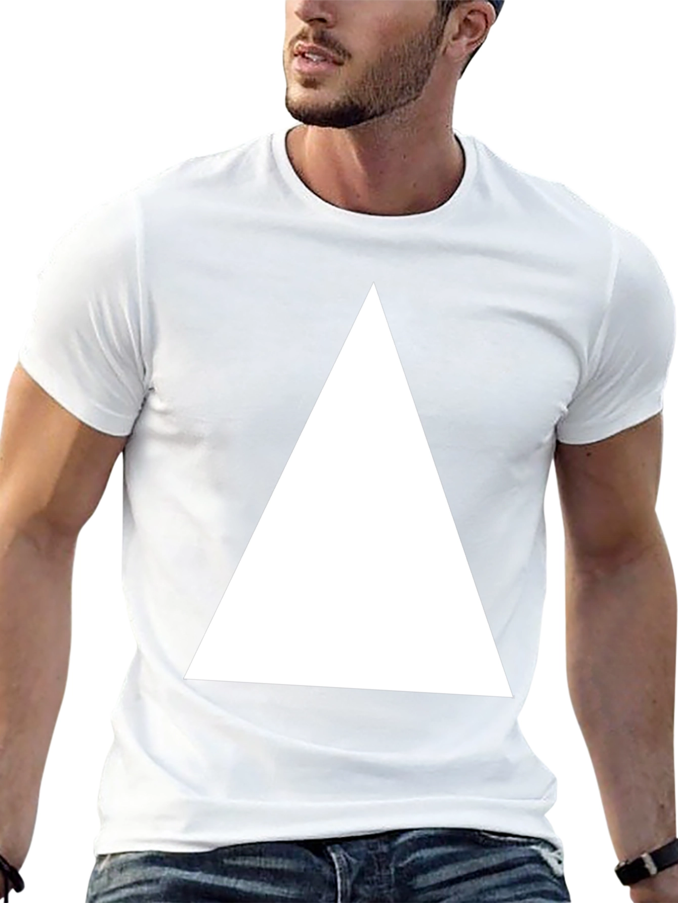 Black T-Shirt with White Triangle Graphic