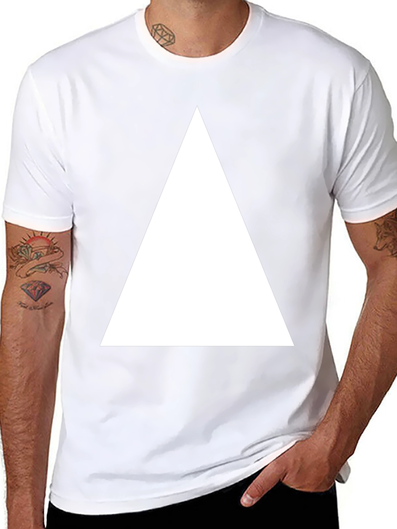 Black T-Shirt with White Triangle Graphic