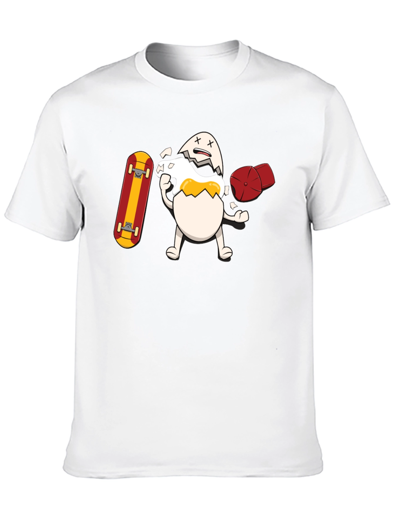 Egg-cellent Skater Tee: Broken Egg with Skateboard