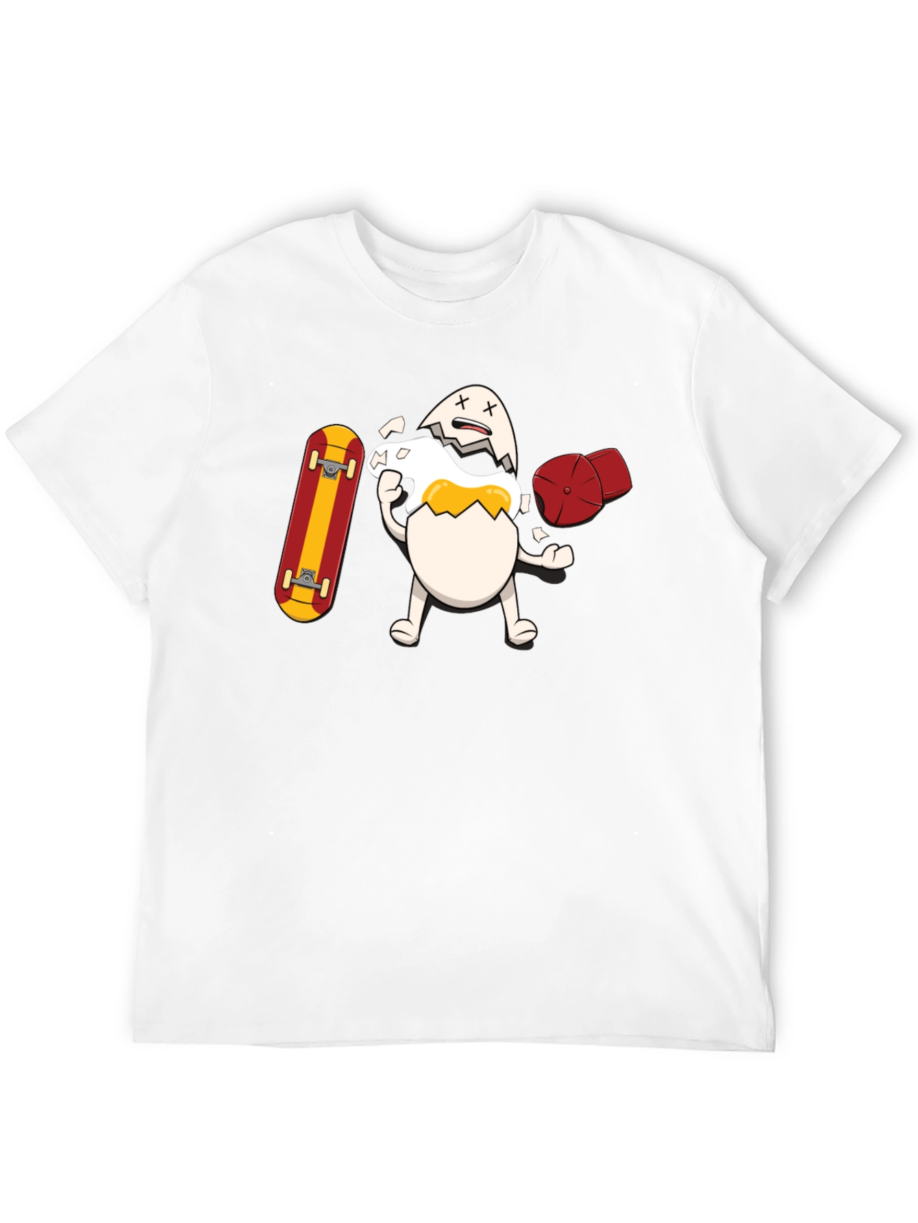 Egg-cellent Skater Tee: Broken Egg with Skateboard